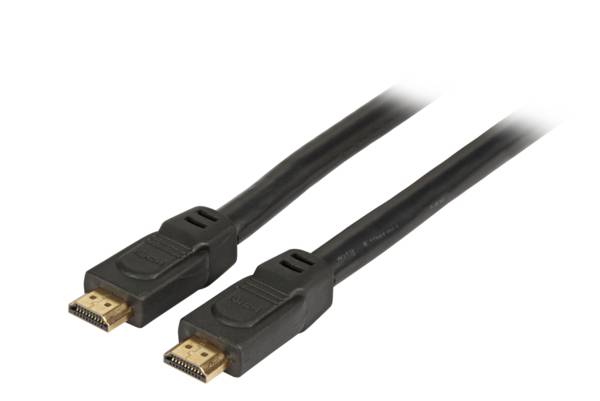 Zwei schwarze HDMI-Kabel mit sichtbaren Anschlüssen auf einem weißen Hintergrund.