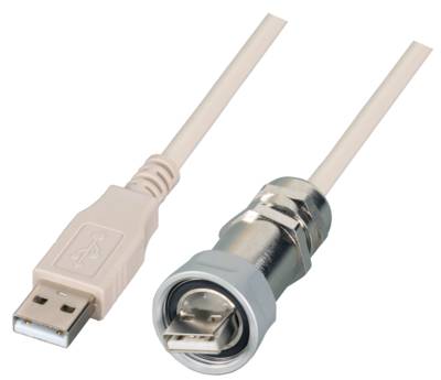IP67 Kabelverschraubung, M20, USB2.0 -- Stecker Typ-A auf Typ-A, 1,0m Kupferverkabelung + IP68
