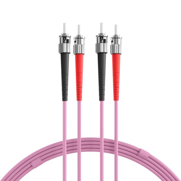 Duplex Patchkabel ST-ST OM4 -- 1m LSZH 3mm erikaviolett Glasfaserverkabelung Glasfaser OM4