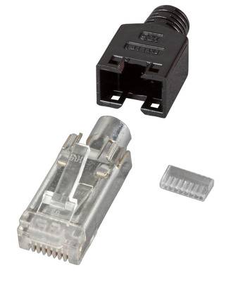 RJ45-Hirose Stecker STP, TM11 -- schwarz,100 Stück, 3 Elemente, Cat.5e Kupferverkabelung RJ45 + RJ
