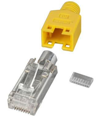 RJ45-Hirose Stecker STP, TM11 gelb, 100 -- Stück, 3 Elemente, Cat. 5e Kupferverkabelung RJ45 + RJ