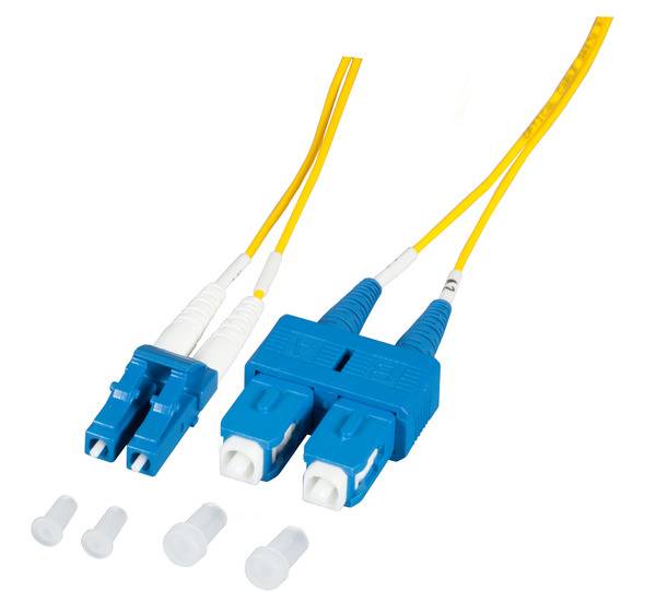 Duplex Patchkabel LC-SC OS2 G652D -- 2m LSZH 1,2mm gelb Glasfaserverkabelung Glasfaser OS2