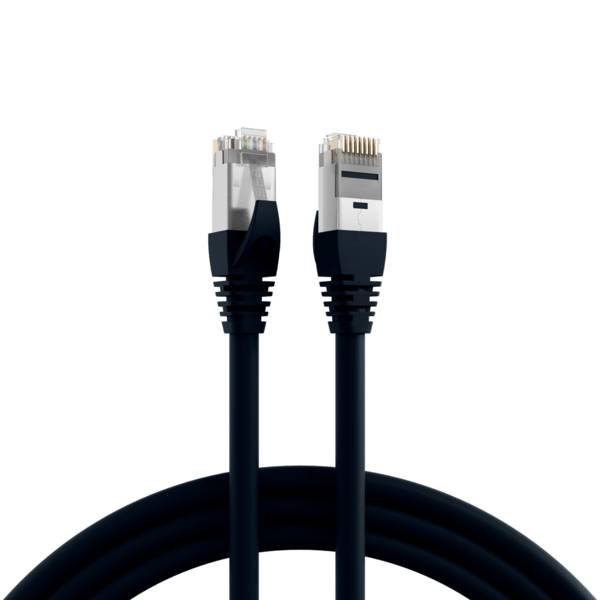 RJ45 Patchkabel Cat.6A S/FTP TPE -- schwarz 2m Kupferverkabelung Industrie