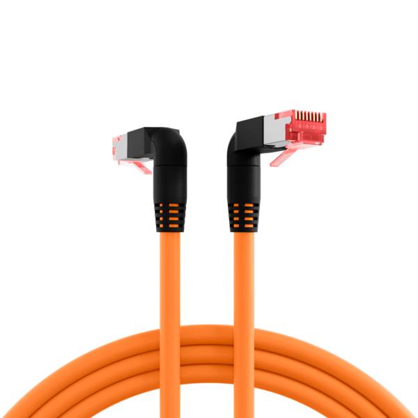 RJ45 Patchkabel Cat.6A S/FTP LSZH -- Draka UC900 TM21 2x90° orange 1m Kupferverkabelung
