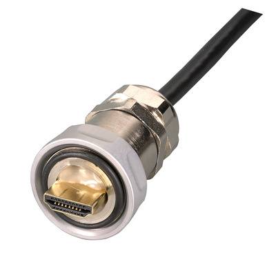 IP67 Kabelverschraubung, M25, HDMI -- Stecker Typ-A auf Typ-A, 1,0m Kupferverkabelung + IP68