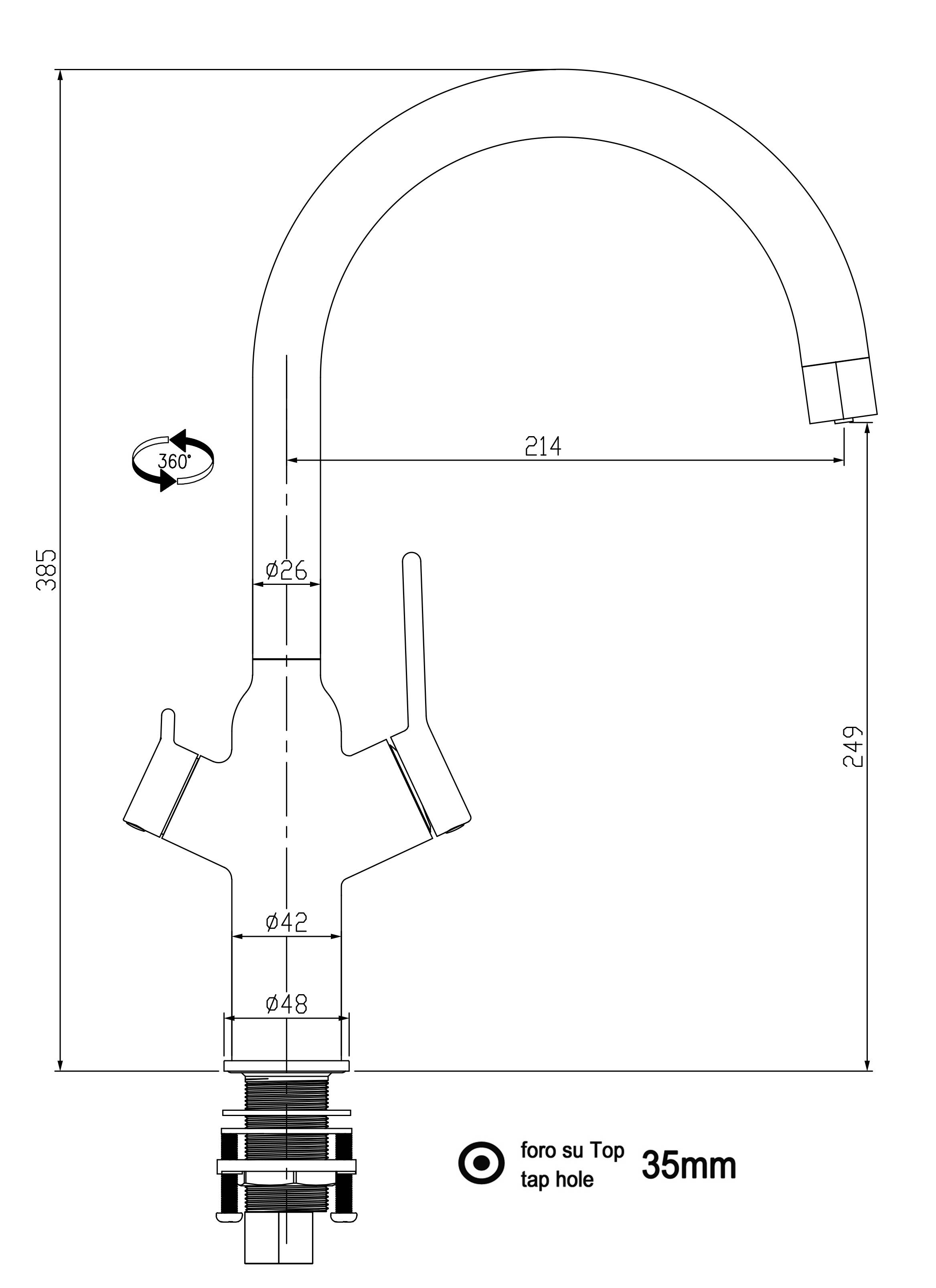 4 Wege Wasserhahn Küche Spültischarmatur chrom Küchenarmatur mit U 360° schwenkbarem Auslauf - BOD Design