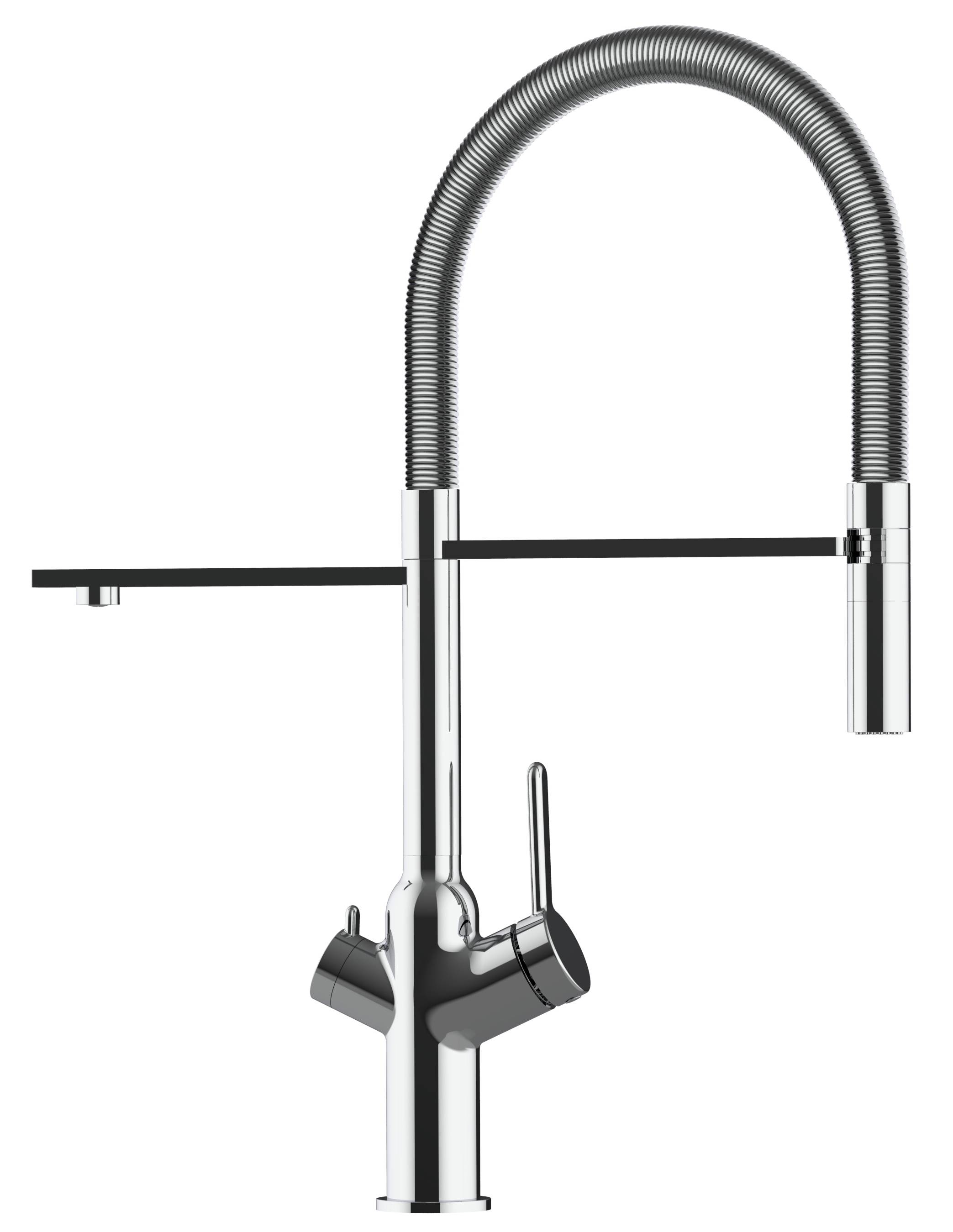 4 Wege Wasserhahn Küche Spültischarmatur chrom Küchenarmatur mit 360° schwenkbarem Auslauf und abnehmbare 2 strahl Handbrause - BOD Design