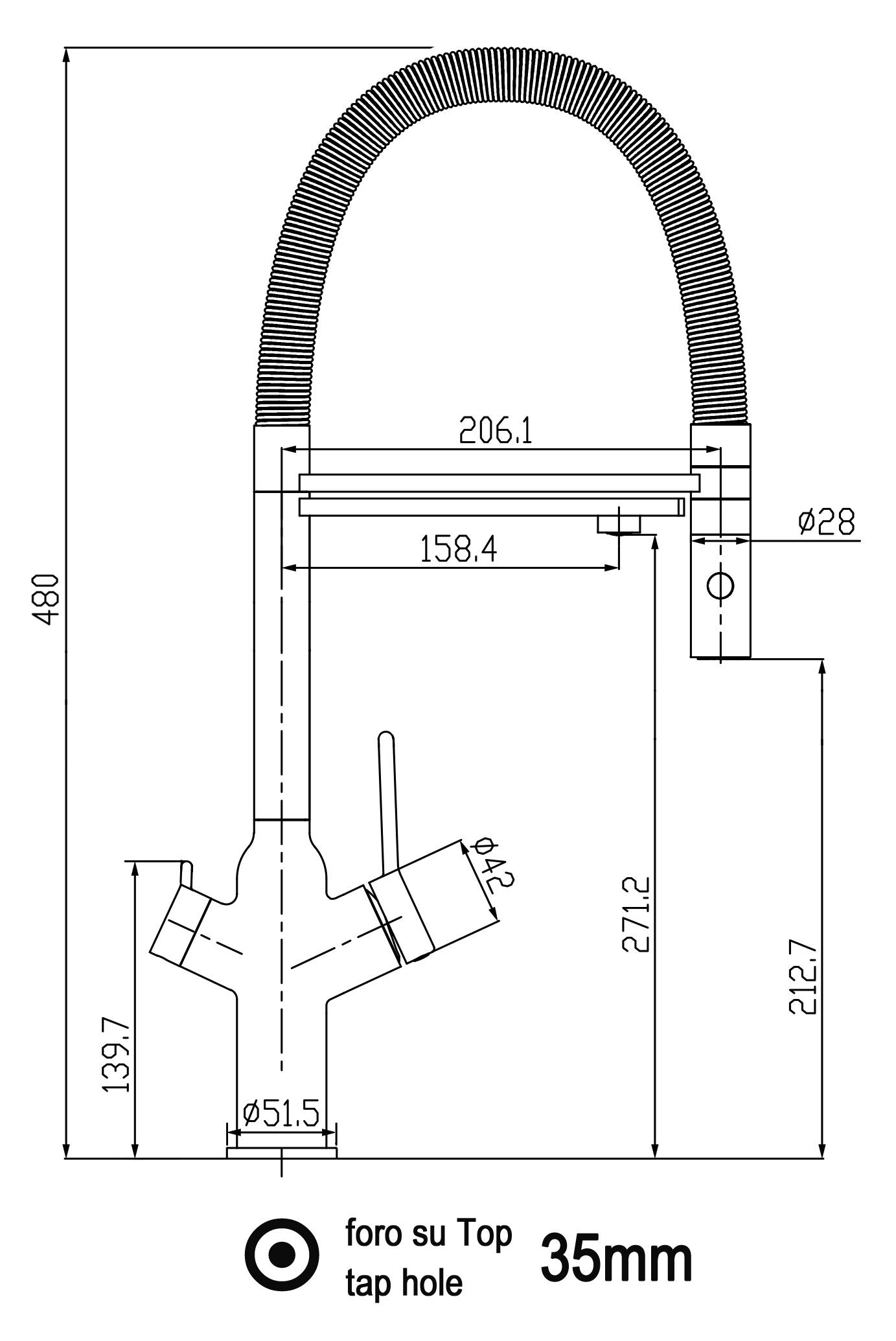 4 Wege Wasserhahn Küche Spültischarmatur Matt Schwarz Küchenarmatur mit schwarz 360° schwenkbarem Auslauf und abnehmbare 2 strahl Handbrause - BO