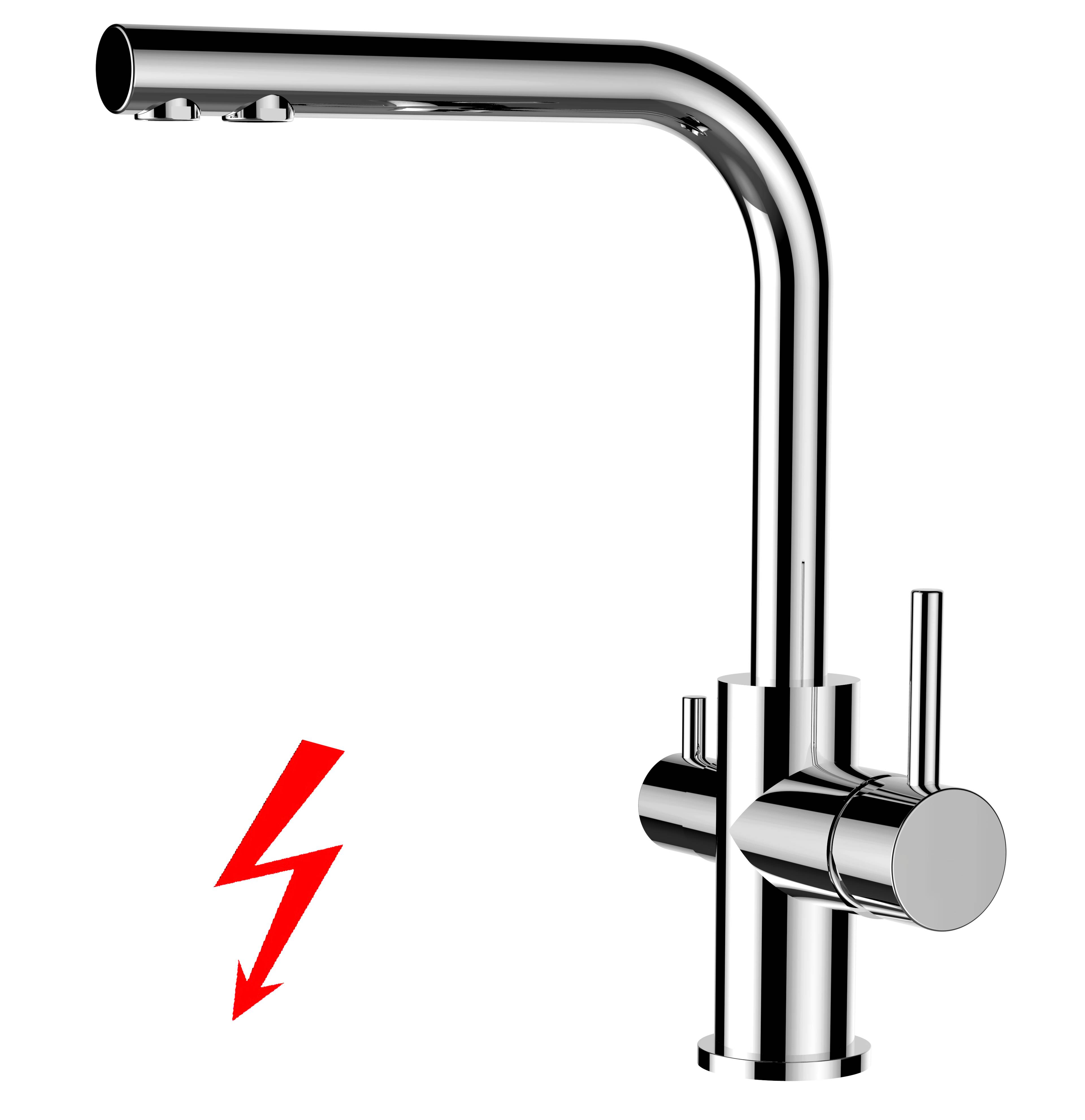NIEDERDRUCK 3-Wege Wasserhahn Küche Spültischarmatur chrom Küchenarmatur mit L 360° schwenkbarem Auslauf