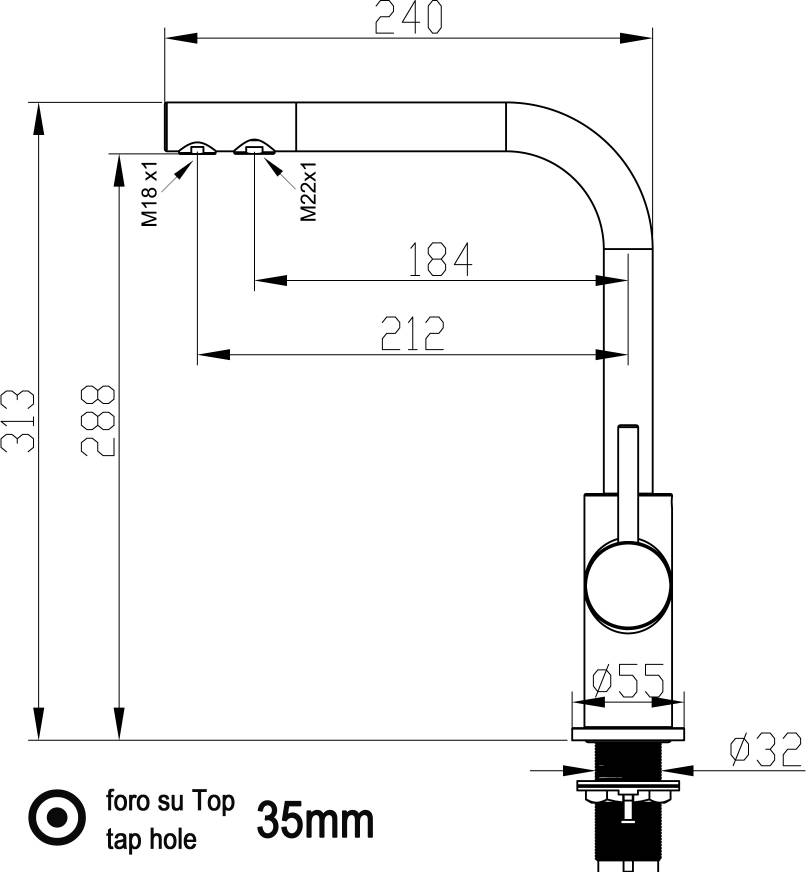NIEDERDRUCK 3-Wege Wasserhahn Küche Spültischarmatur chrom Küchenarmatur mit L 360° schwenkbarem Auslauf
