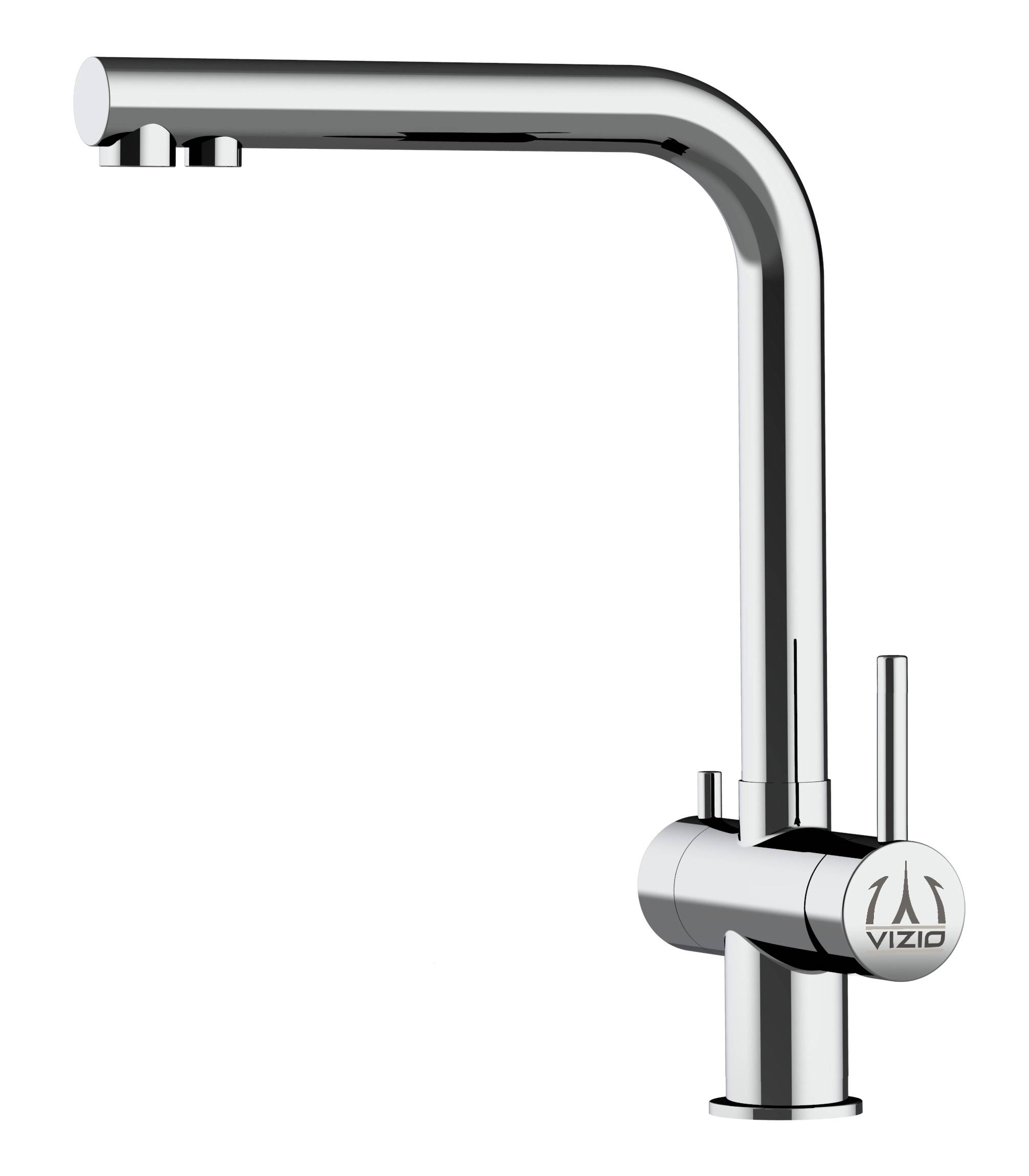 3 Wege Wasserhahn Edelstahl Massiv Küchenarmatur mit L 360° schwenkbarem Auslauf - Hochglanz Poliert