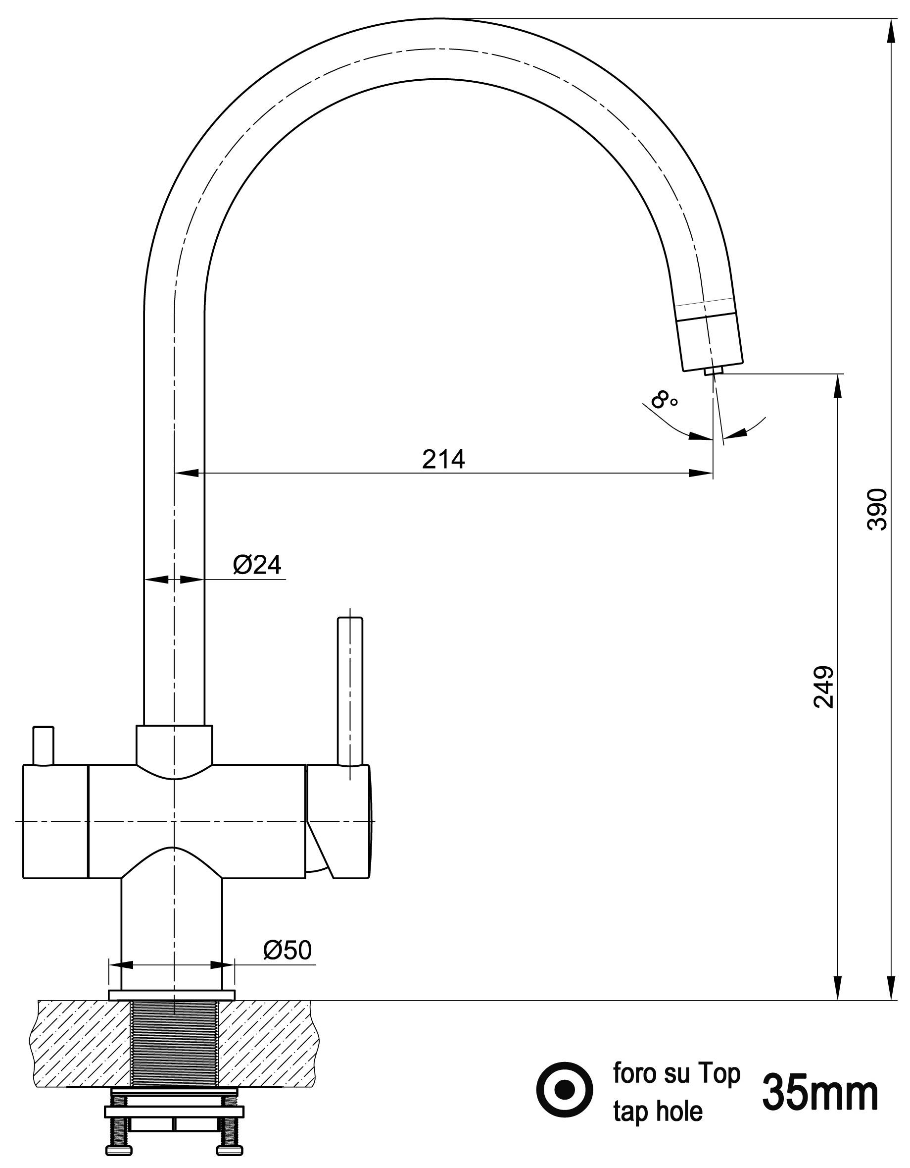 3 Wege Wasserhahn Küchenarmatur, Edelstahl Massiv mit 360° schwenkbarem U-Auslauf, PVD Schwarz Matt