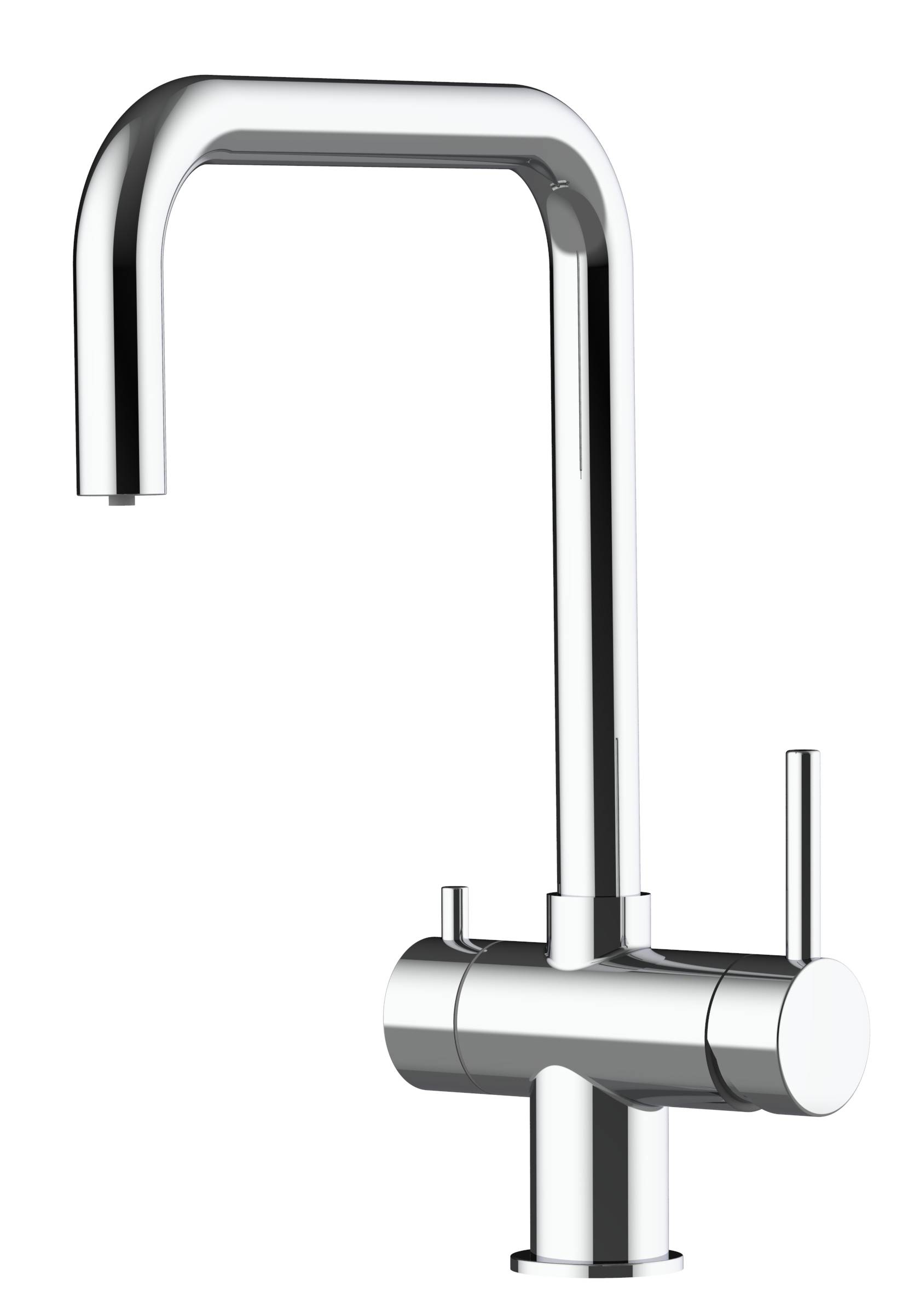 3 Wege Wasserhahn Edelstahl Massiv Küchenarmatur mit N 360° schwenkbarem Auslauf - Poliert