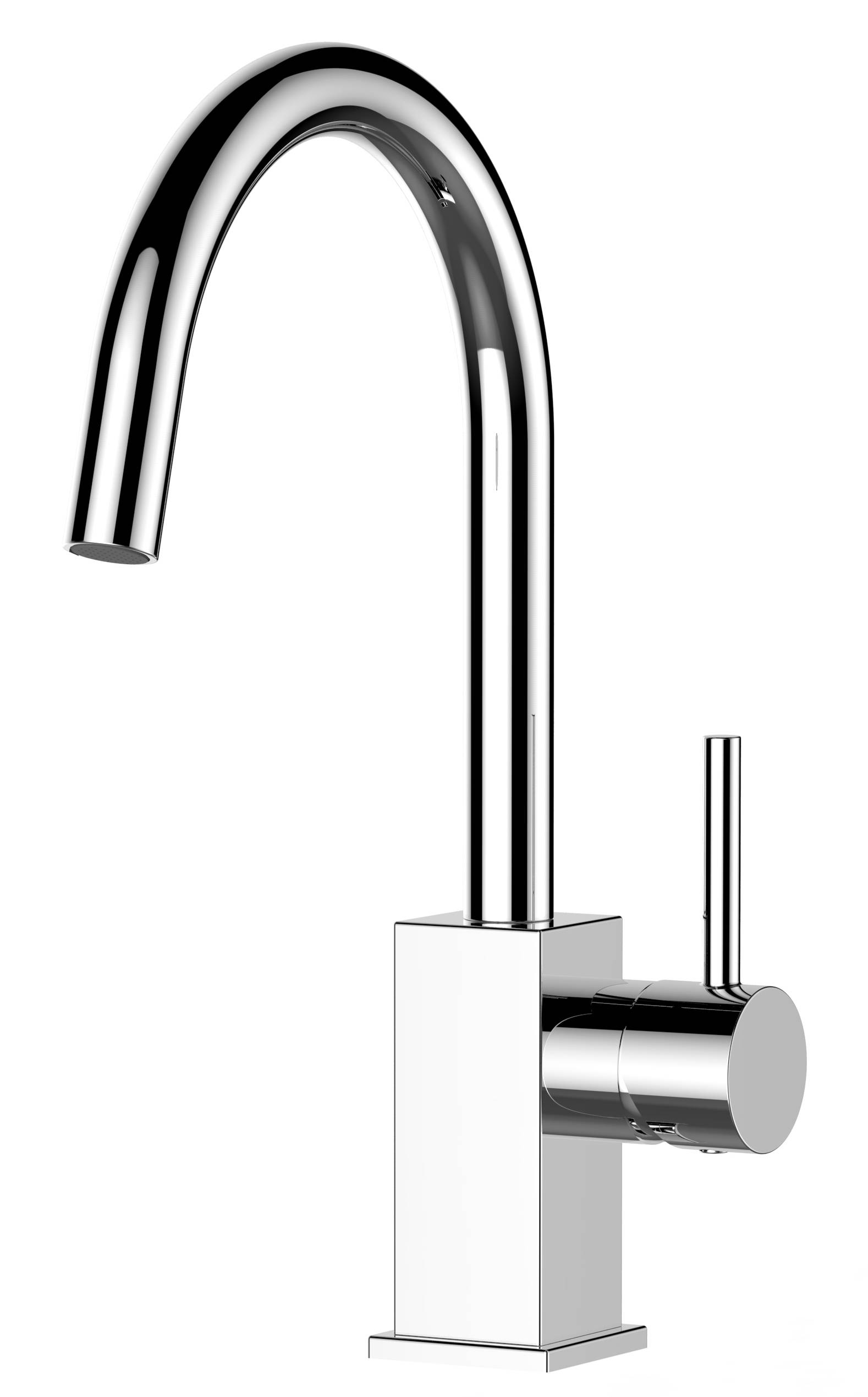 Wasserhahn Küche Spültischarmatur chrom Küchenarmatur mit 360° schwenkbarem U Auslauf - Quadratischer Design