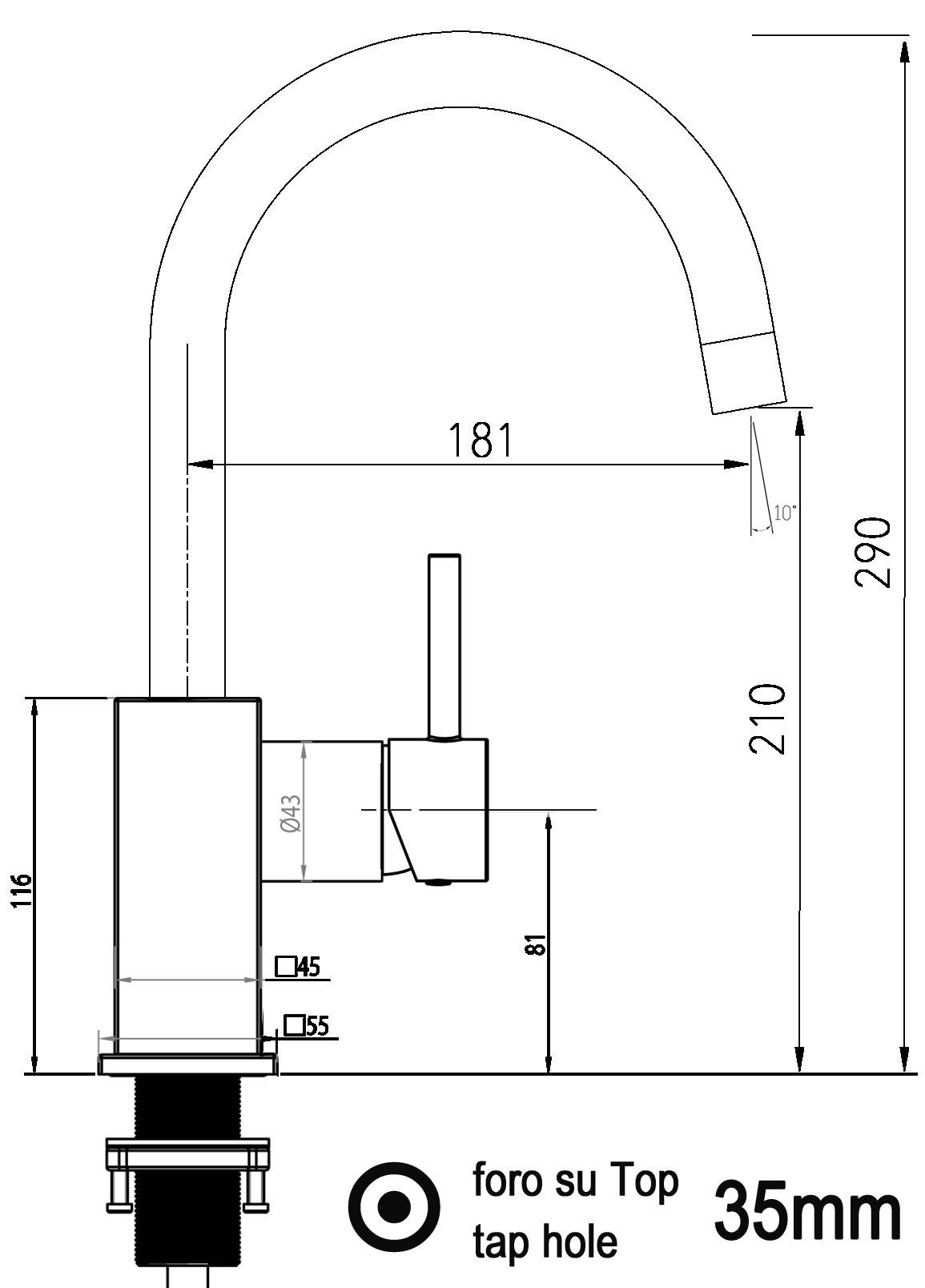 Wasserhahn Küche Spültischarmatur chrom Küchenarmatur mit 360° schwenkbarem U Auslauf - Quadratischer Design