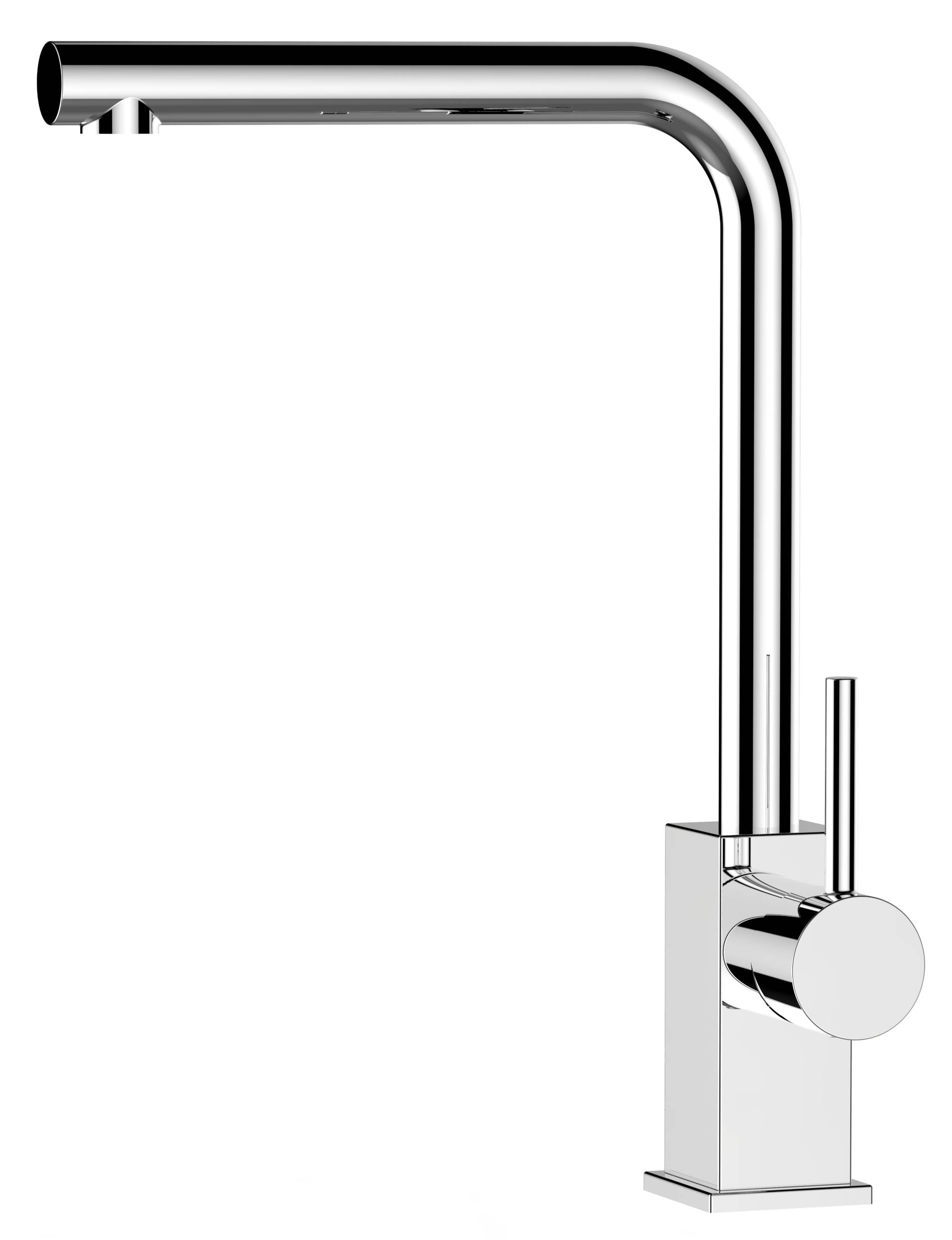 Wasserhahn Küche Spültischarmatur chrom Küchenarmatur mit 360° schwenkbarem L Auslauf - Quadratischer Design