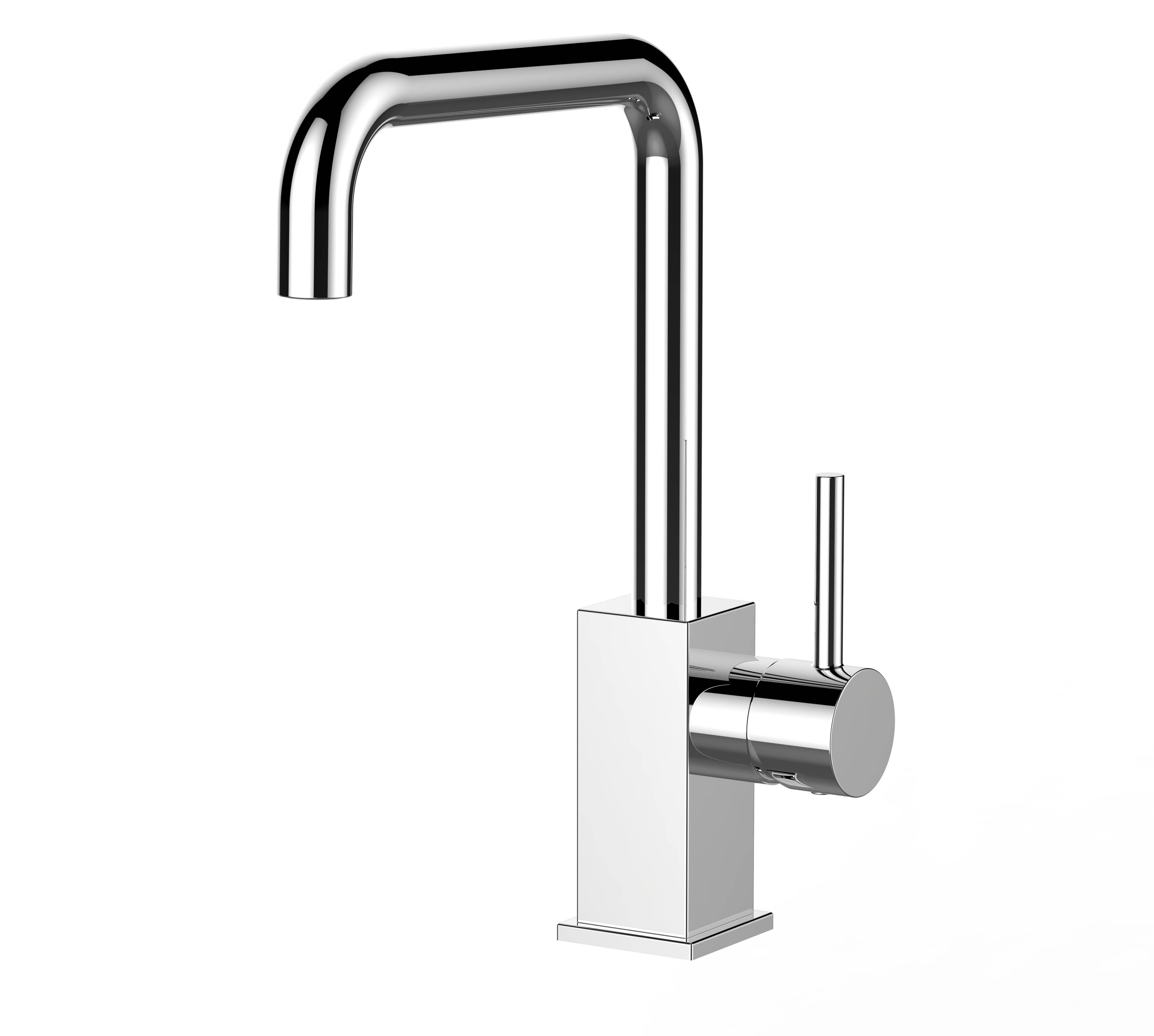 Wasserhahn Küche Spültischarmatur chrom Küchenarmatur mit 360° schwenkbarem N Auslauf - Quadratischer Design