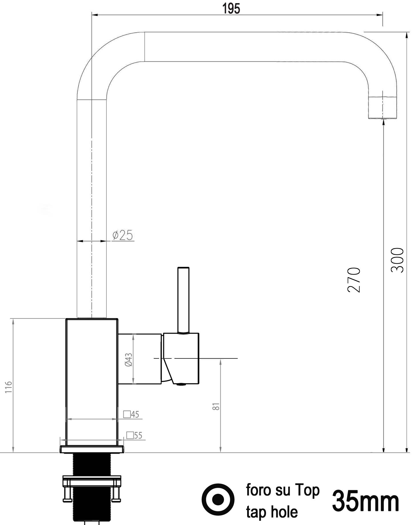 Wasserhahn Küche Spültischarmatur chrom Küchenarmatur mit 360° schwenkbarem N Auslauf - Quadratischer Design