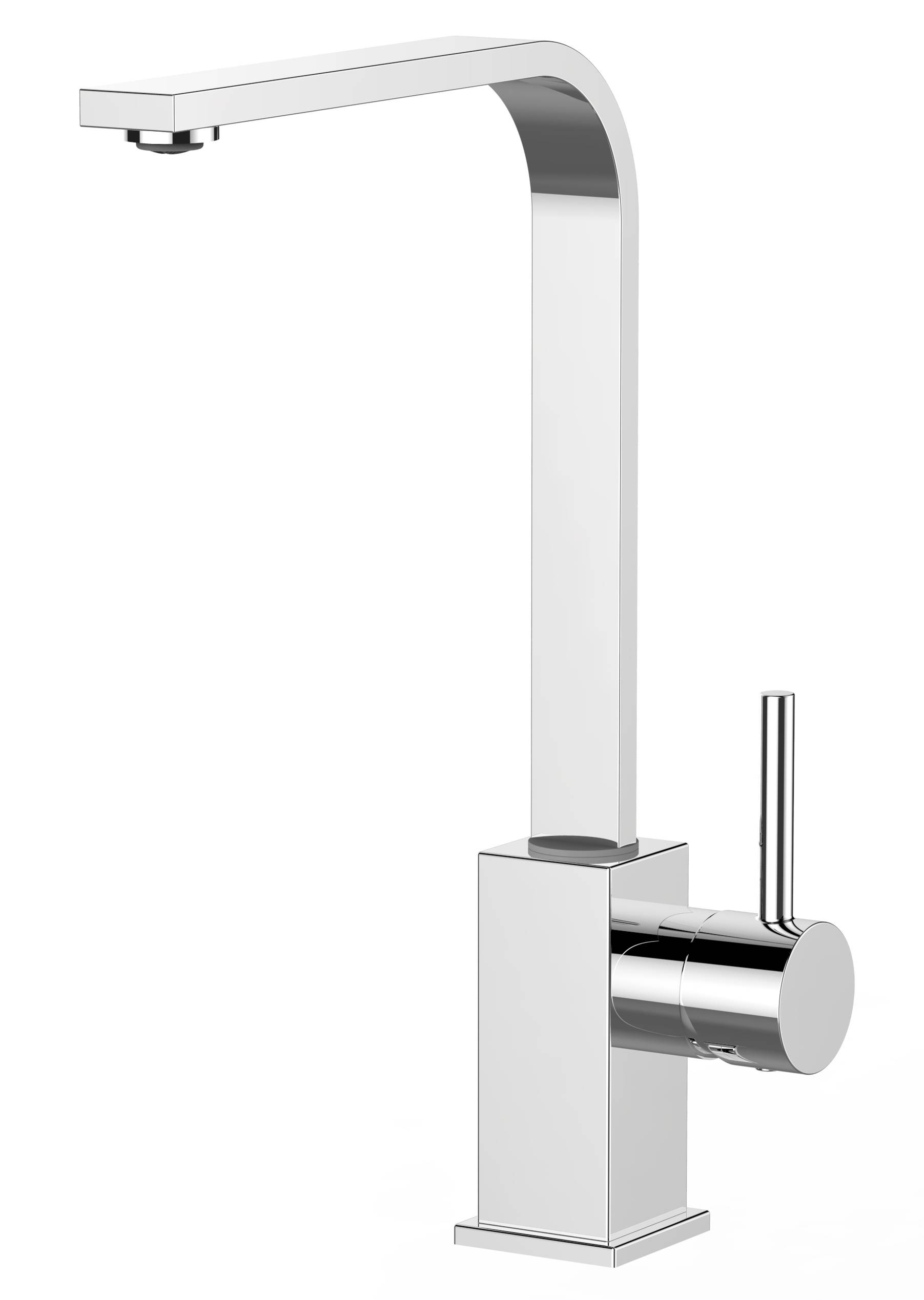 Wasserhahn Küche Spültischarmatur chrom Küchenarmatur mit 360° schwenkbarem flachem Auslauf - Quadratischer Design