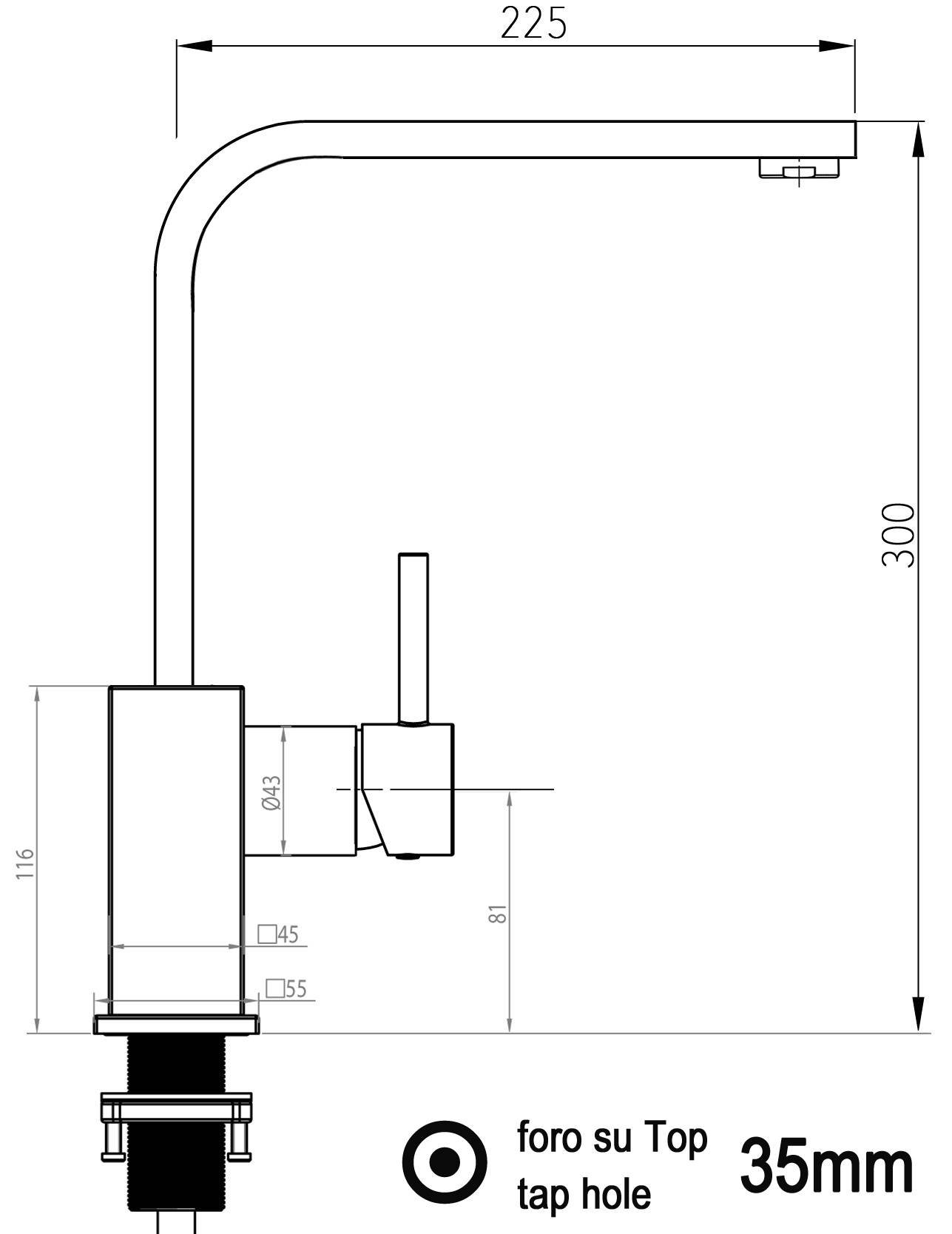 Wasserhahn Küche Spültischarmatur chrom Küchenarmatur mit 360° schwenkbarem flachem Auslauf - Quadratischer Design