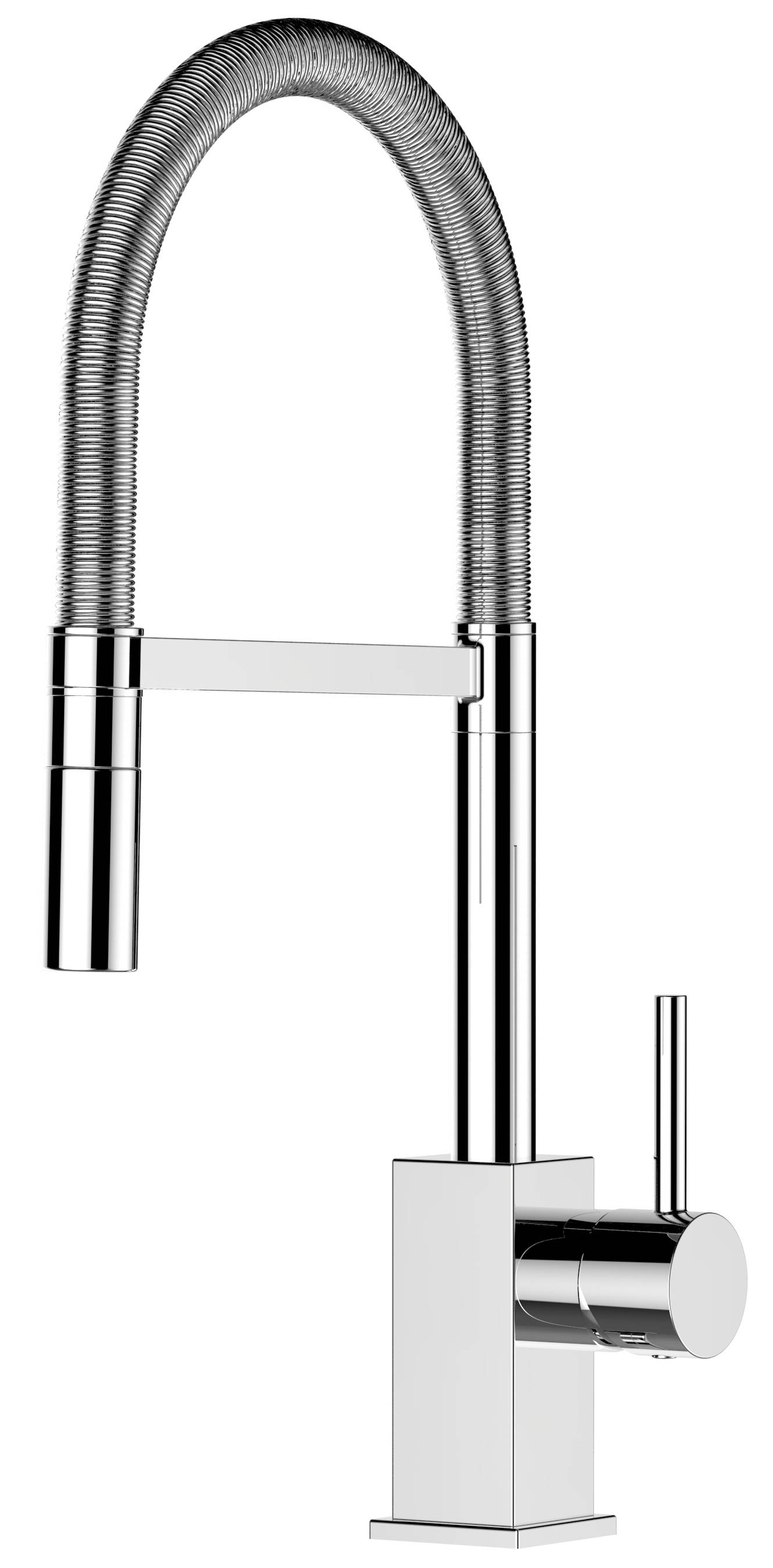 Wasserhahn Küche Spültischarmatur chrom Küchenarmatur mit 360° schwenkbarem Auslauf und abnehmbare 2 strahl Handbrause - Quadratischer Design