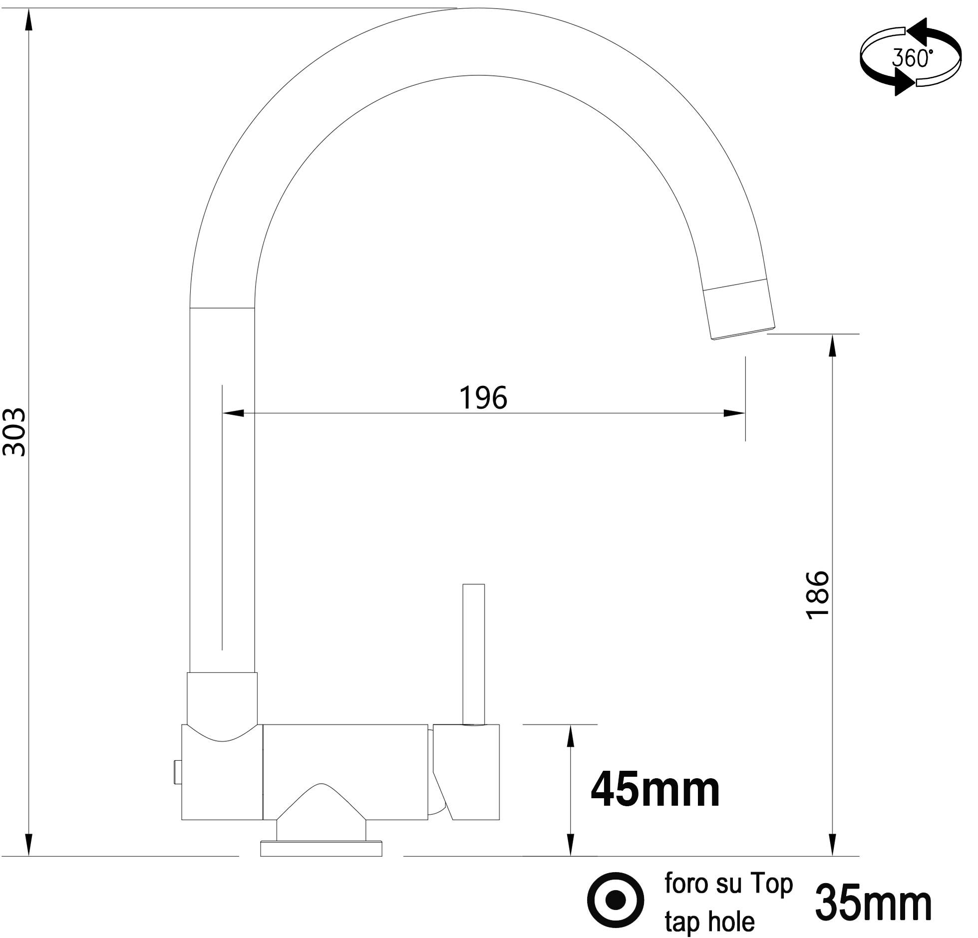 Unterfenster Wasserhahn Vorfenster Umklappbar 4,5 CM chrom Küchenarmatur mit 360° schwenkbarem U Auslauf