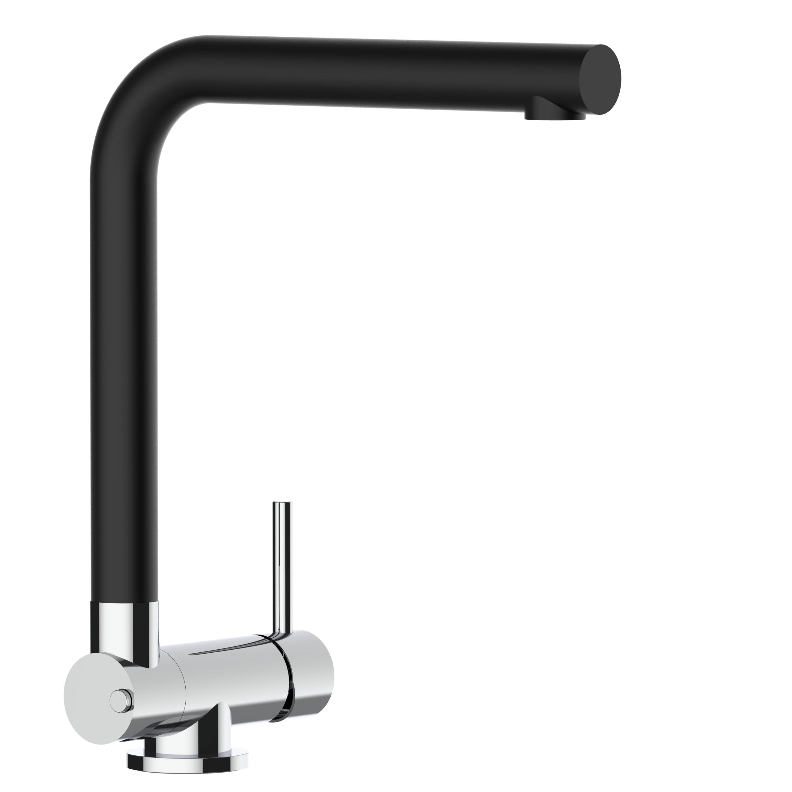 Unterfenster Wasserhahn Vorfenster Umklappbar 4,5 CM chrom Küchenarmatur mit 360° schwenkbarem granit schwarz L Auslauf