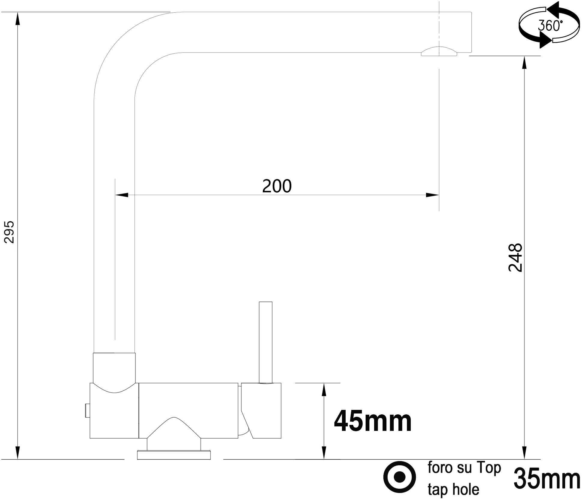 Unterfenster Wasserhahn Vorfenster Umklappbar 4,5 CM chrom schwarz matt Küchenarmatur mit 360° schwenkbarem L Auslauf