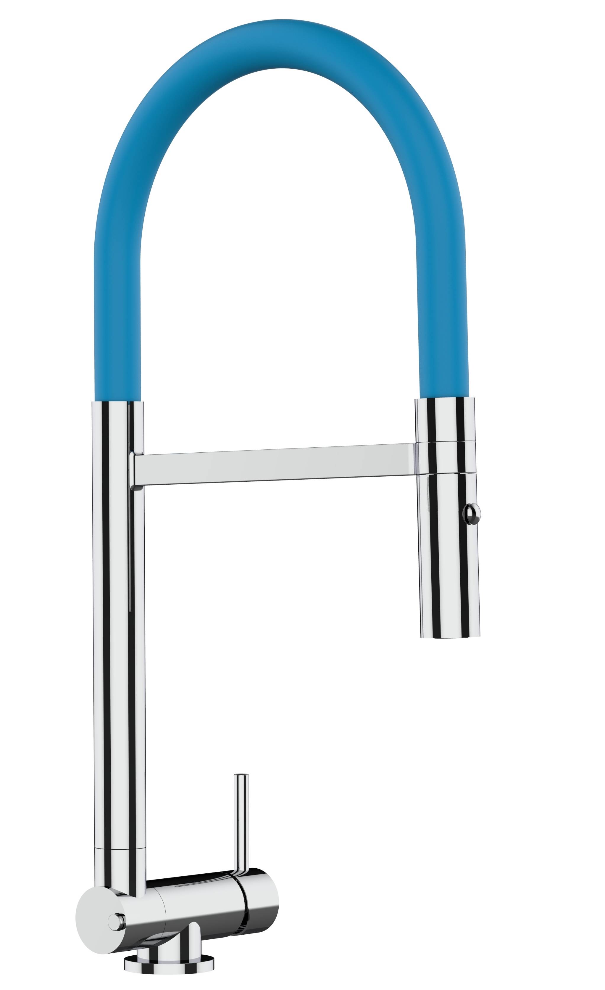 Unterfenster Wasserhahn Vorfenster Umklappbar 4,5 CM chrom Küchenarmatur mit hellblau 360° schwenkbarem Auslauf und abnehmbare 2 strahl Handbrause