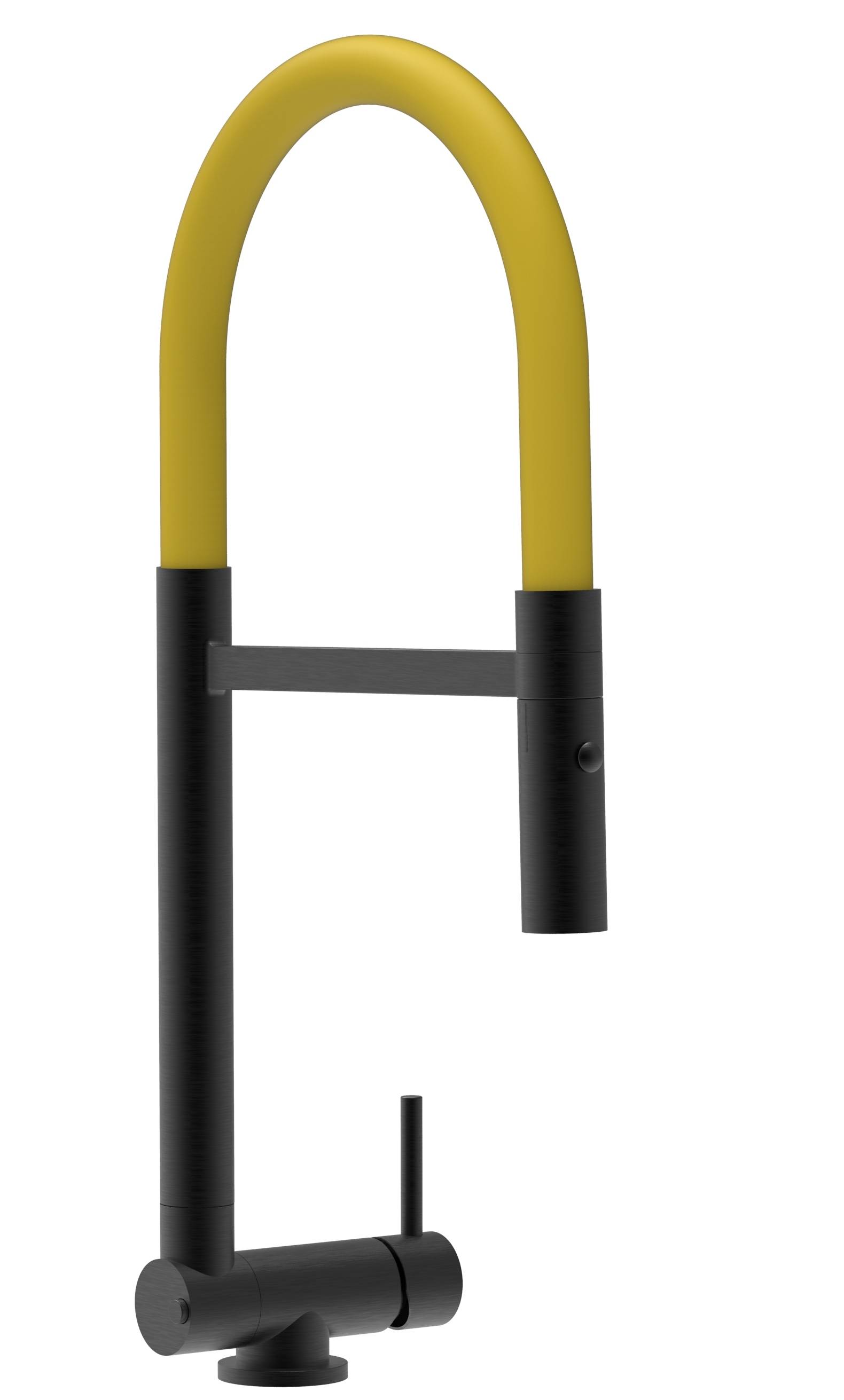 Unterfenster Wasserhahn Vorfenster Umklappbar 4,5 CM chrom schwarz matt Küchenarmatur mit gelb 360° schwenkbarem Auslauf und abnehmbare 2 strahl Han