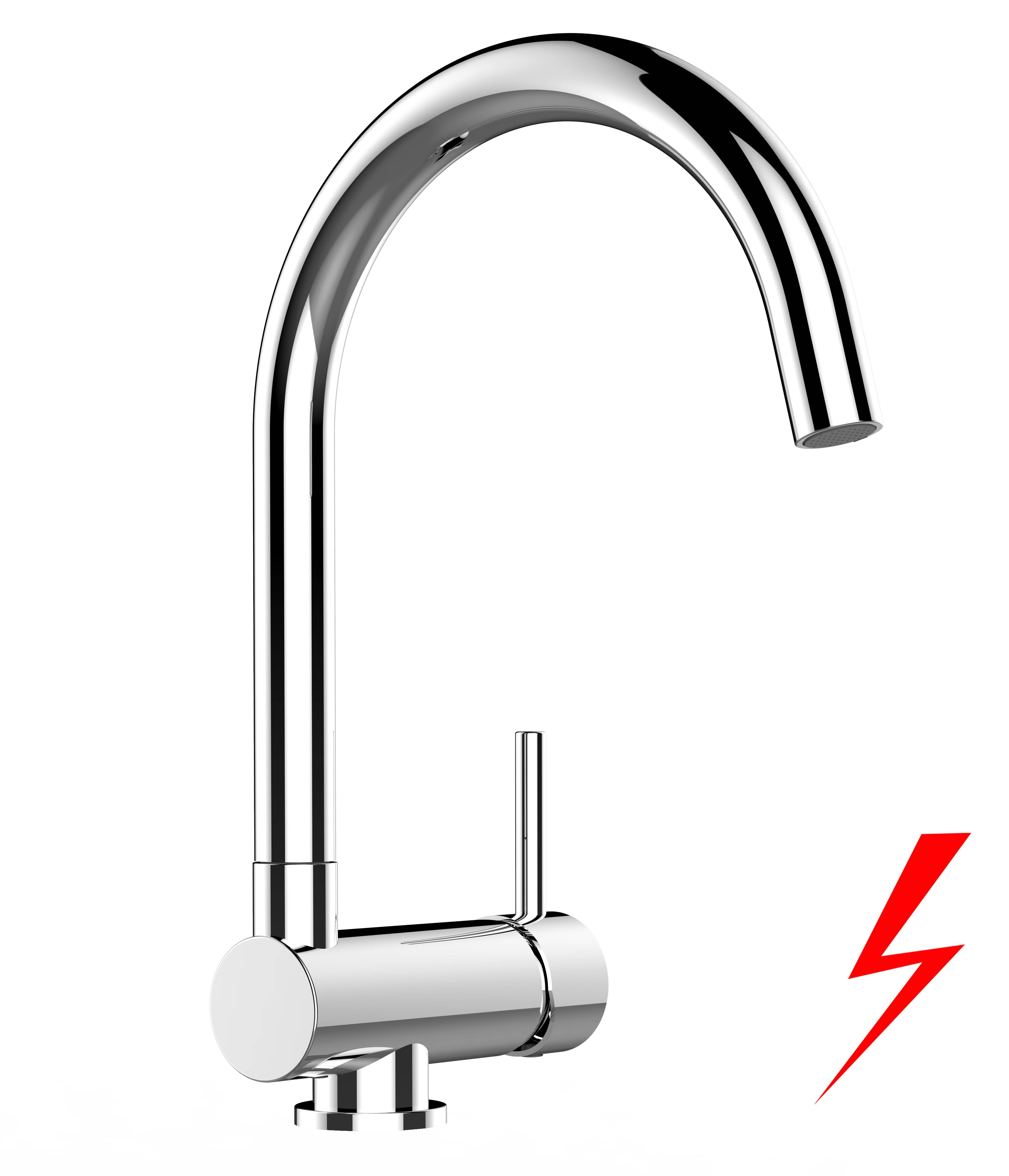 NIEDERDRUCK Unterfenster Wasserhahn Vorfenster Umklappbar 6 CM chrom Küchenarmatur mit 360° schwenkbarem U Auslauf