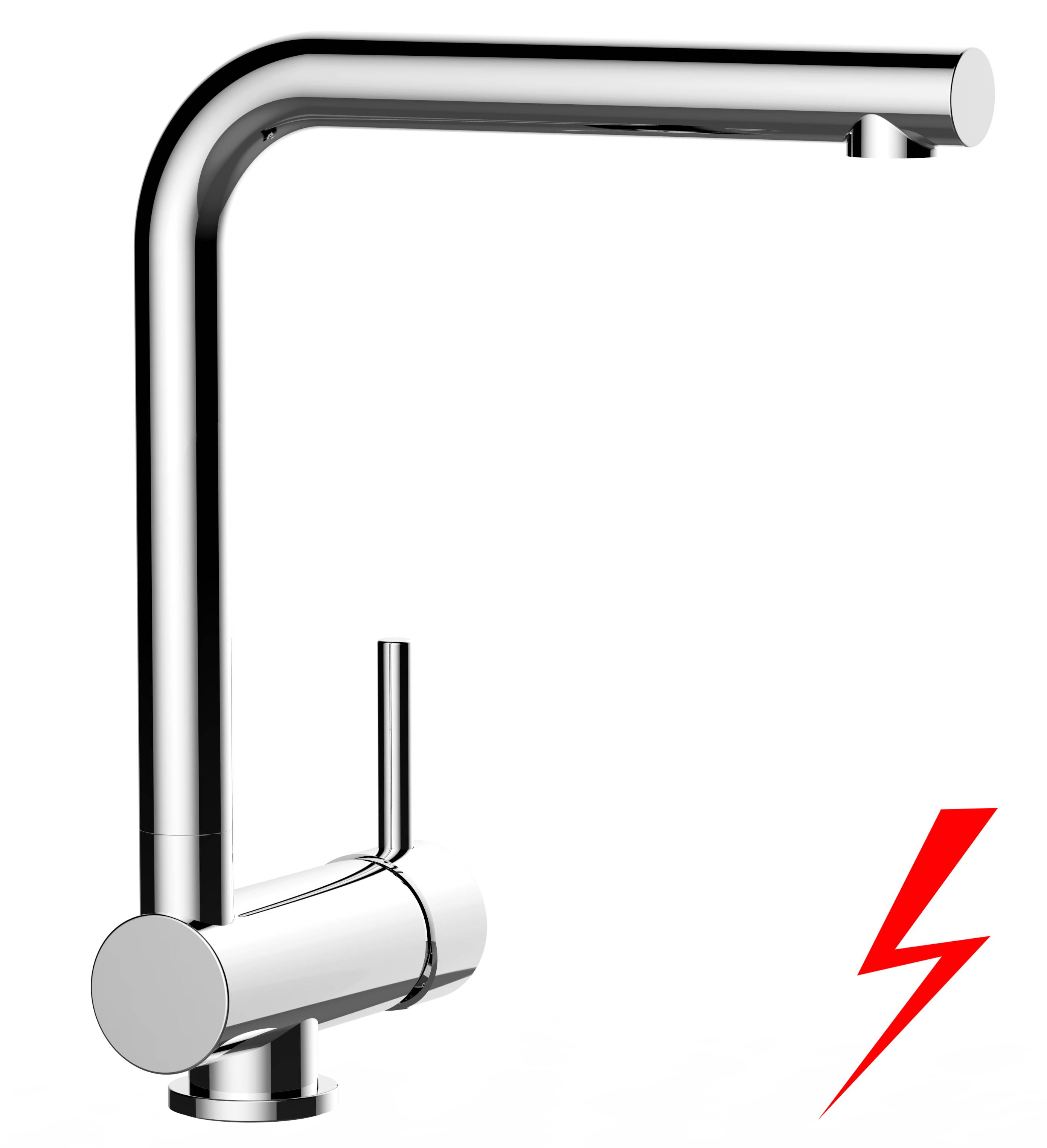 NIEDERDRUCK Unterfenster Wasserhahn Vorfenster Umklappbar 6 CM chrom Küchenarmatur mit 360° schwenkbarem L Auslauf