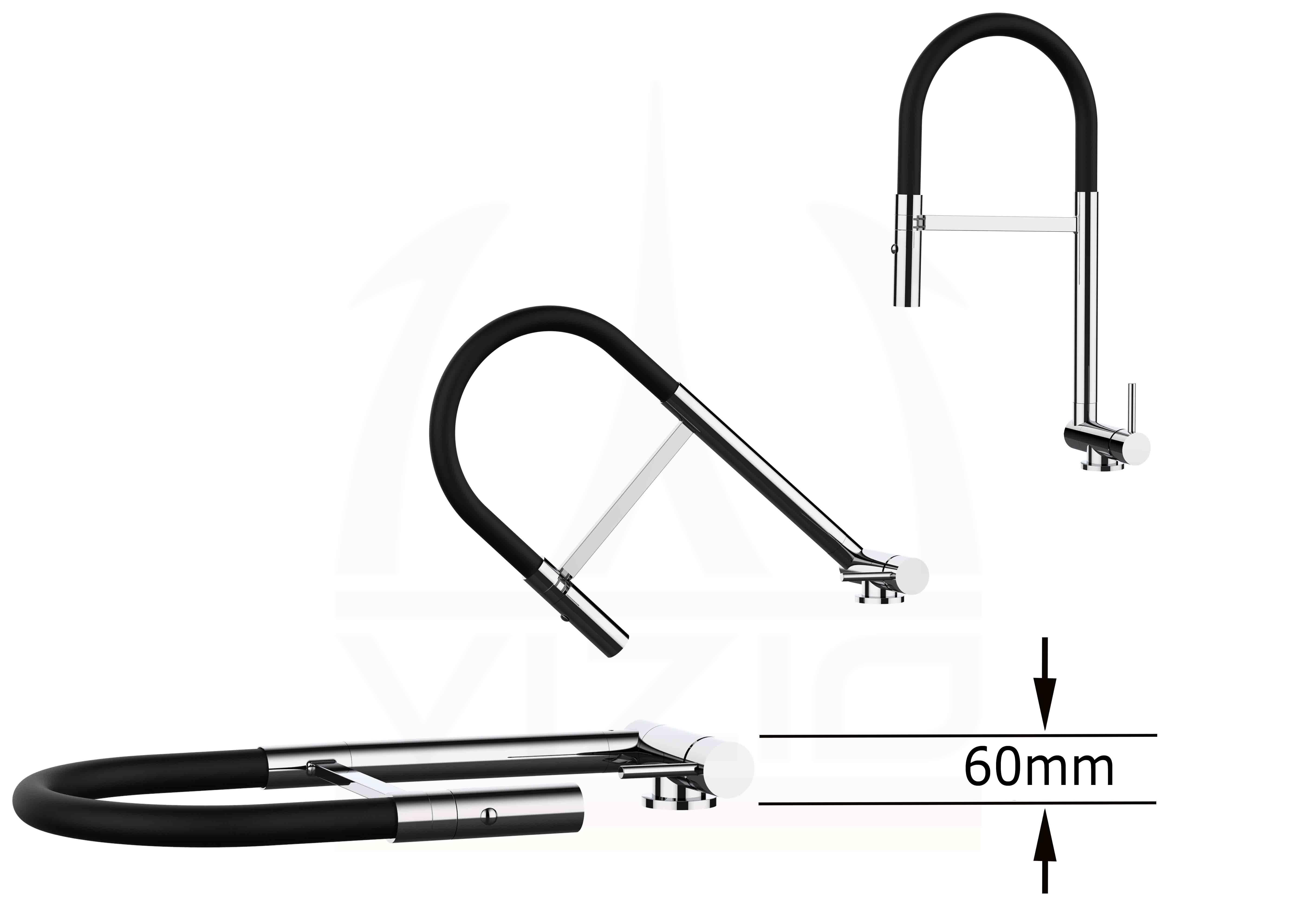 NIEDERDRUCK Unterfenster Wasserhahn Vorfenster Umklappbar 6 CM chrom Küchenarmatur mit 360° schwenkbarem weiss Auslauf und abnehmbare 2 strahl Handb