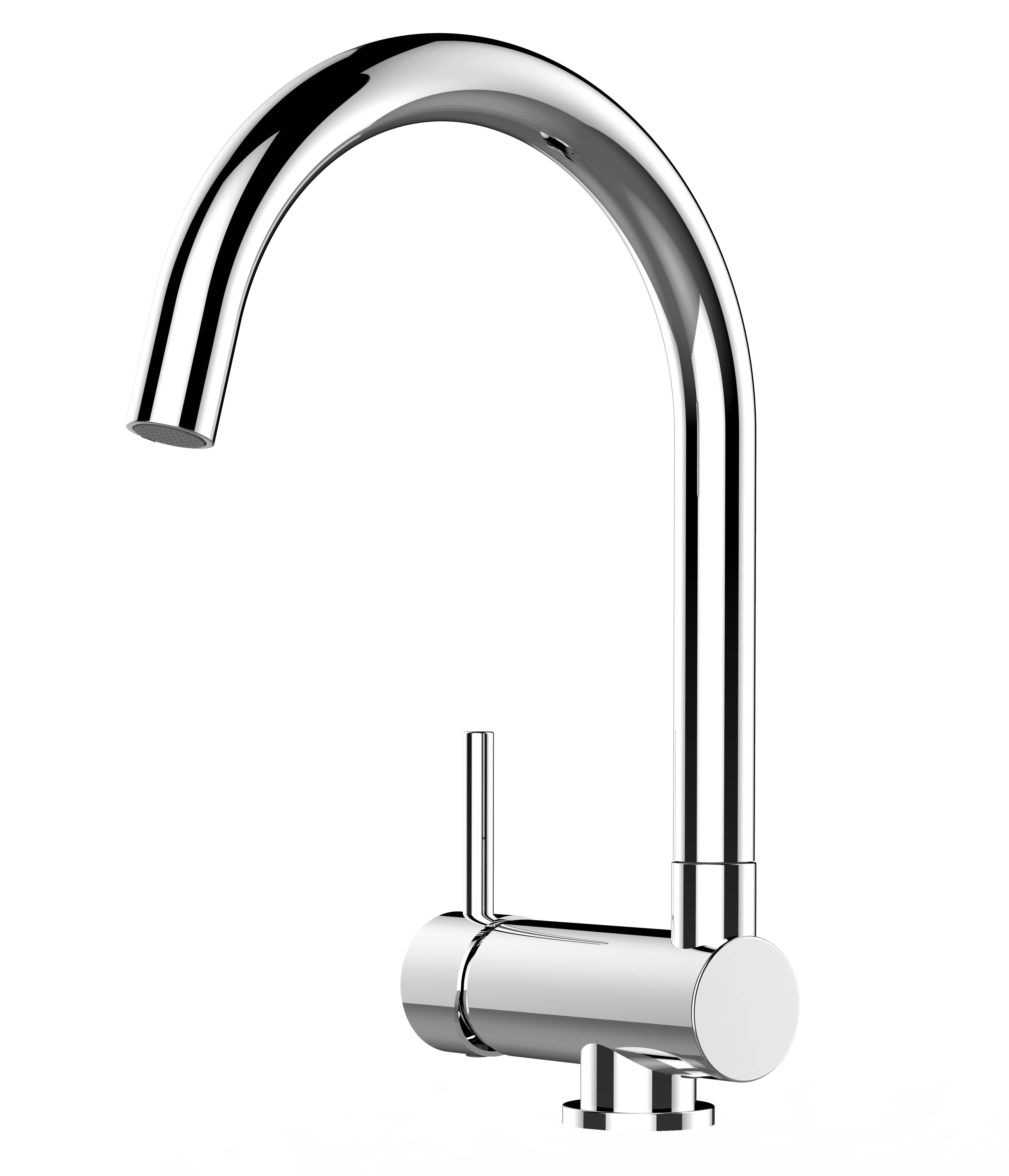 Unterfenster Wasserhahn Vorfenster Umklappbar 6 CM chrom Küchenarmatur mit 360° schwenkbarem U Auslauf - LINKER HEBEL