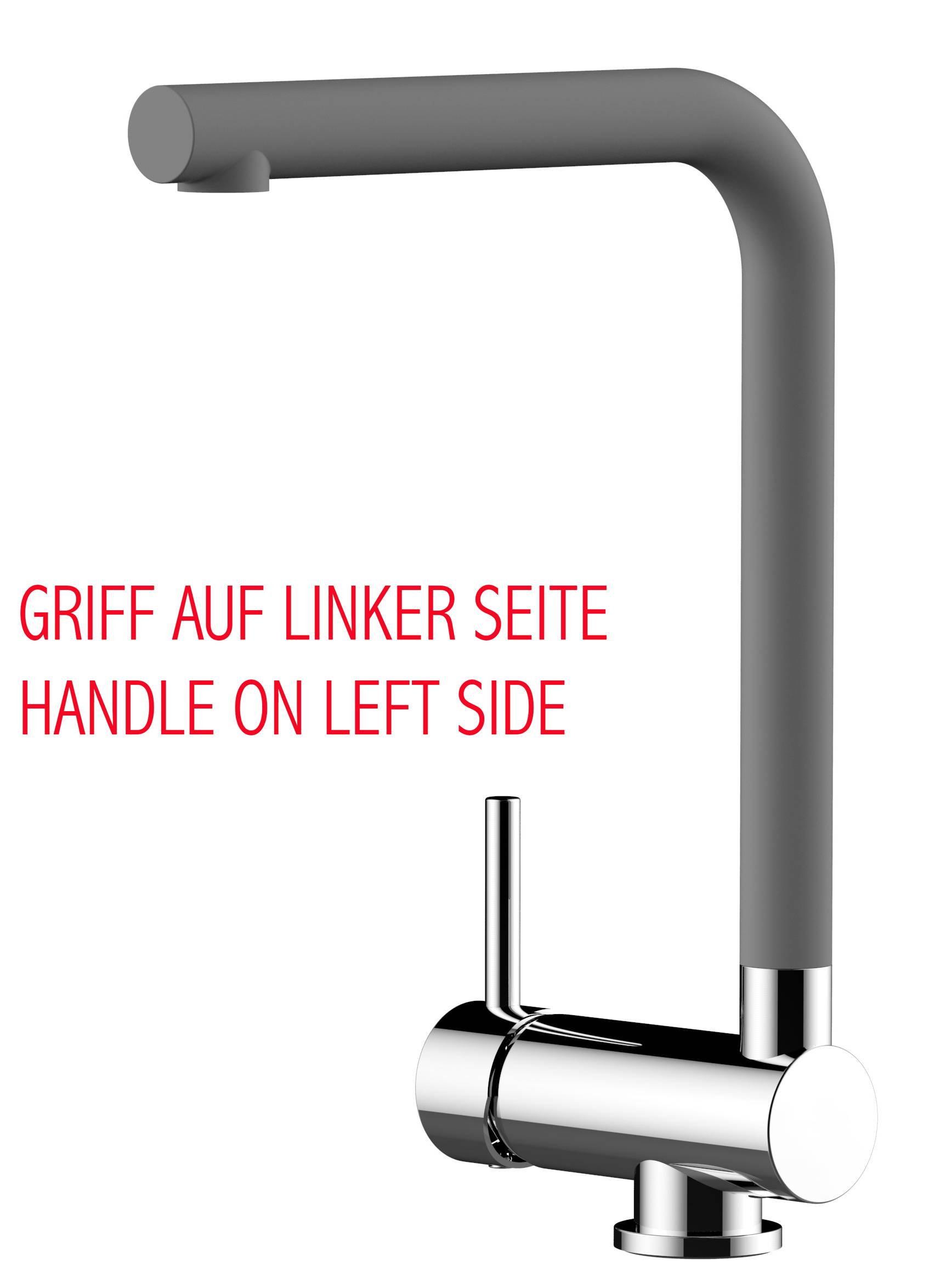 Unterfenster Wasserhahn Vorfenster Umklappbar 6 CM chrom Küchenarmatur mit 360° schwenkbarem zement quartz L Auslauf - LINKER HEBEL