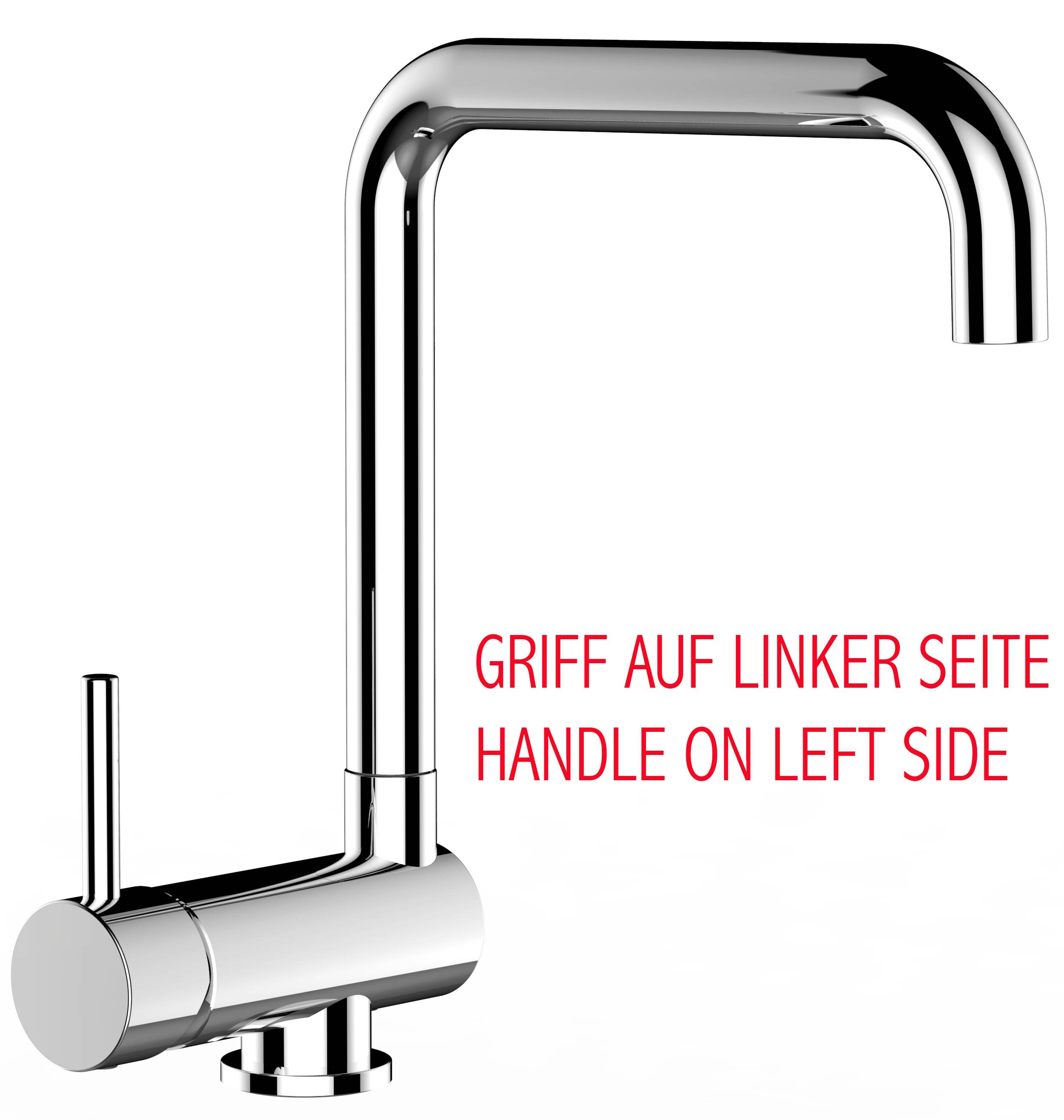 Unterfenster Wasserhahn Vorfenster Umklappbar 6 CM chrom Küchenarmatur mit 360° schwenkbarem N Auslauf - LINKER HEBEL