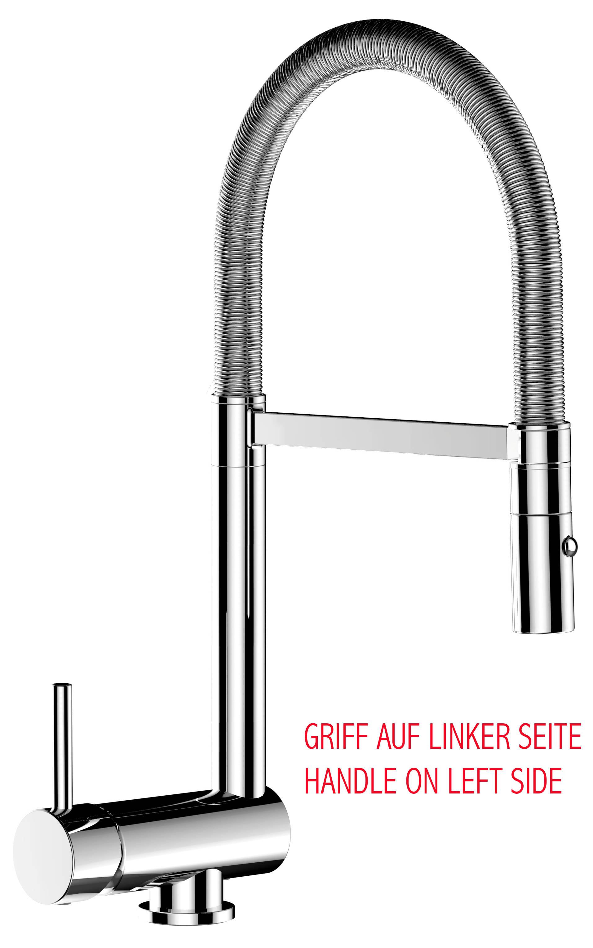 Unterfenster Wasserhahn Vorfenster Umklappbar 6 CM chrom Küchenarmatur mit 360° schwenkbarem Auslauf und abnehmbare 2 strahl Handbrause - LINKER HEB