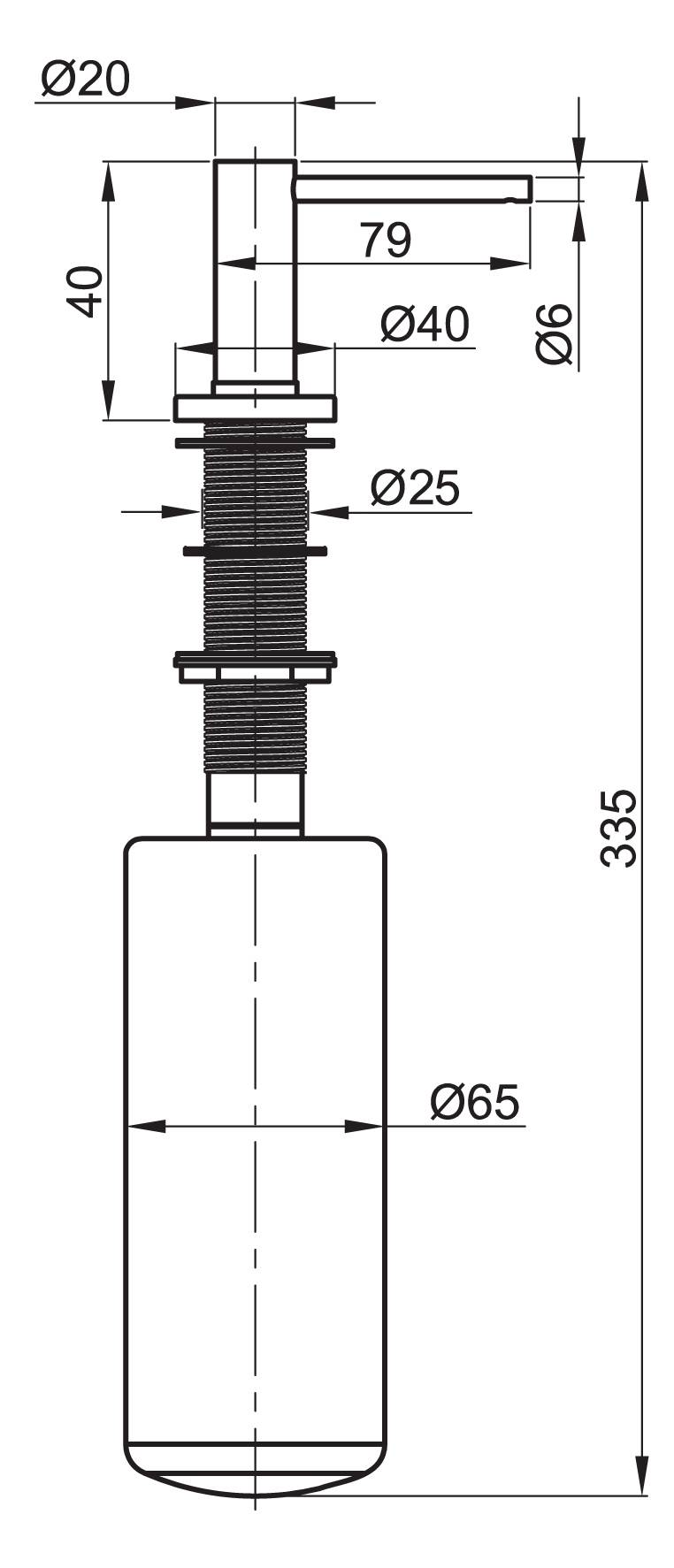 Edelstahl Seifenspender Rund, Geburstet, von oben Befullbar