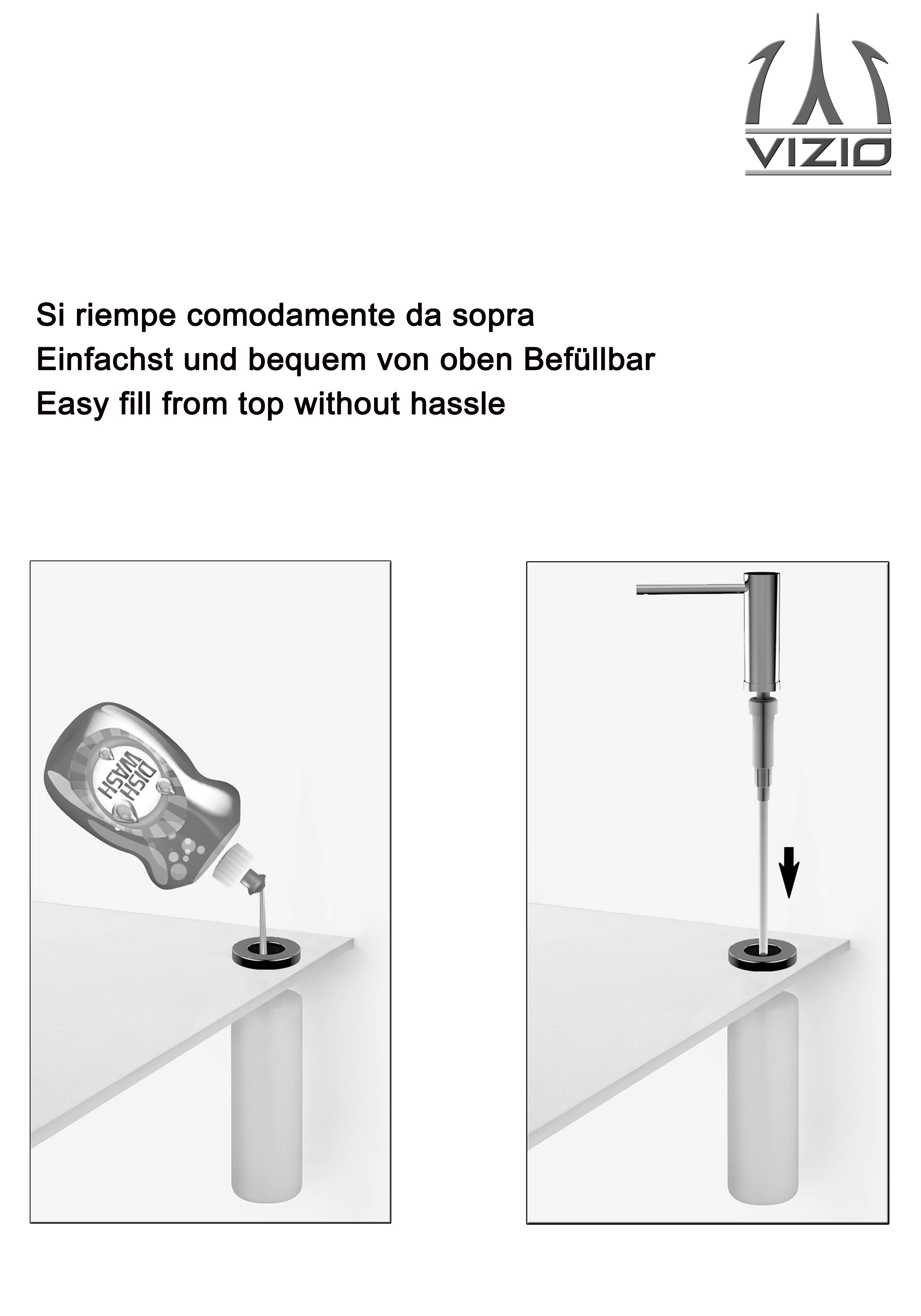 Edelstahl Seifenspender Rund, Geburstet, von oben Befullbar