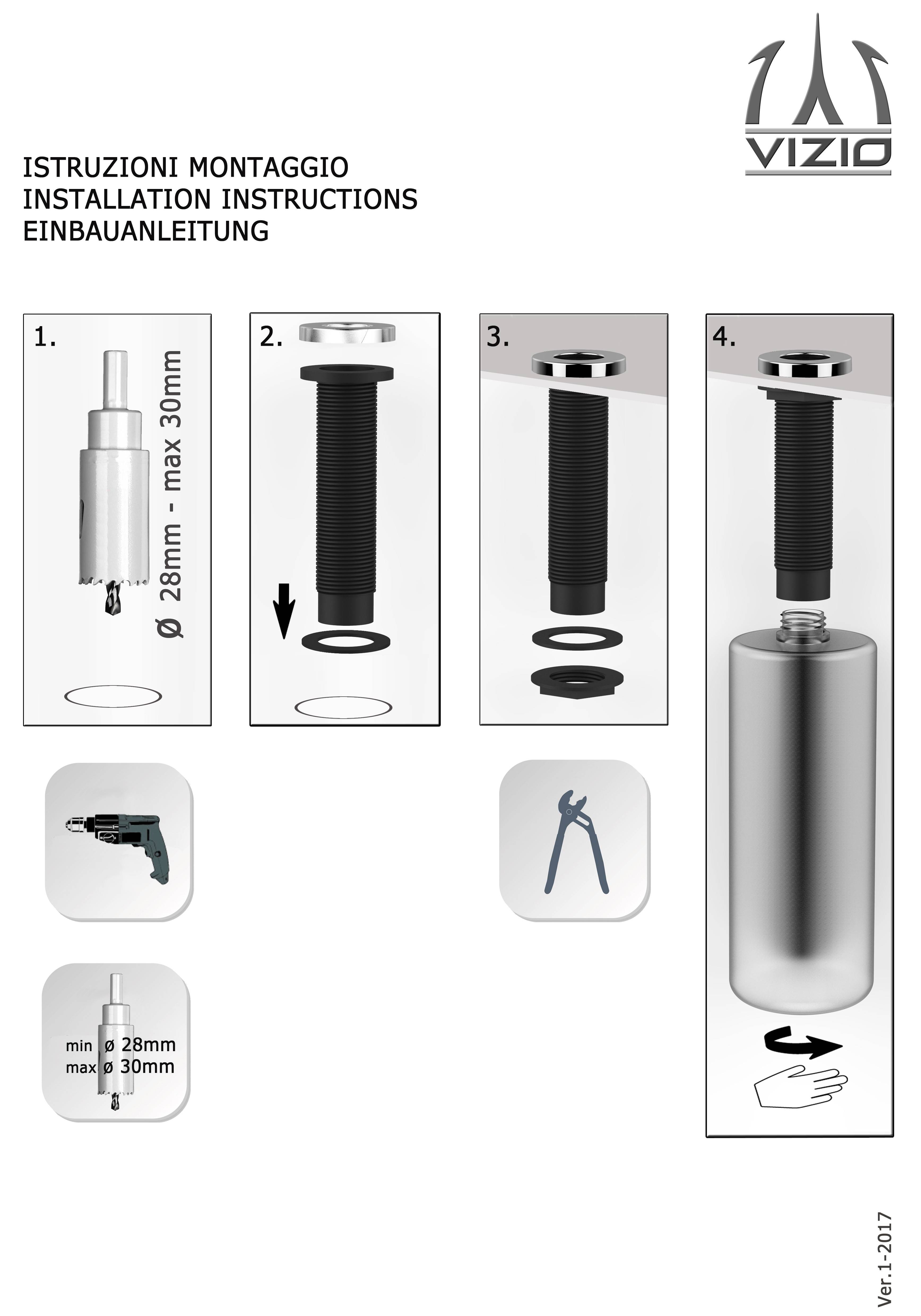 Edelstahl Seifenspender Rund, Geburstet, von oben Befullbar