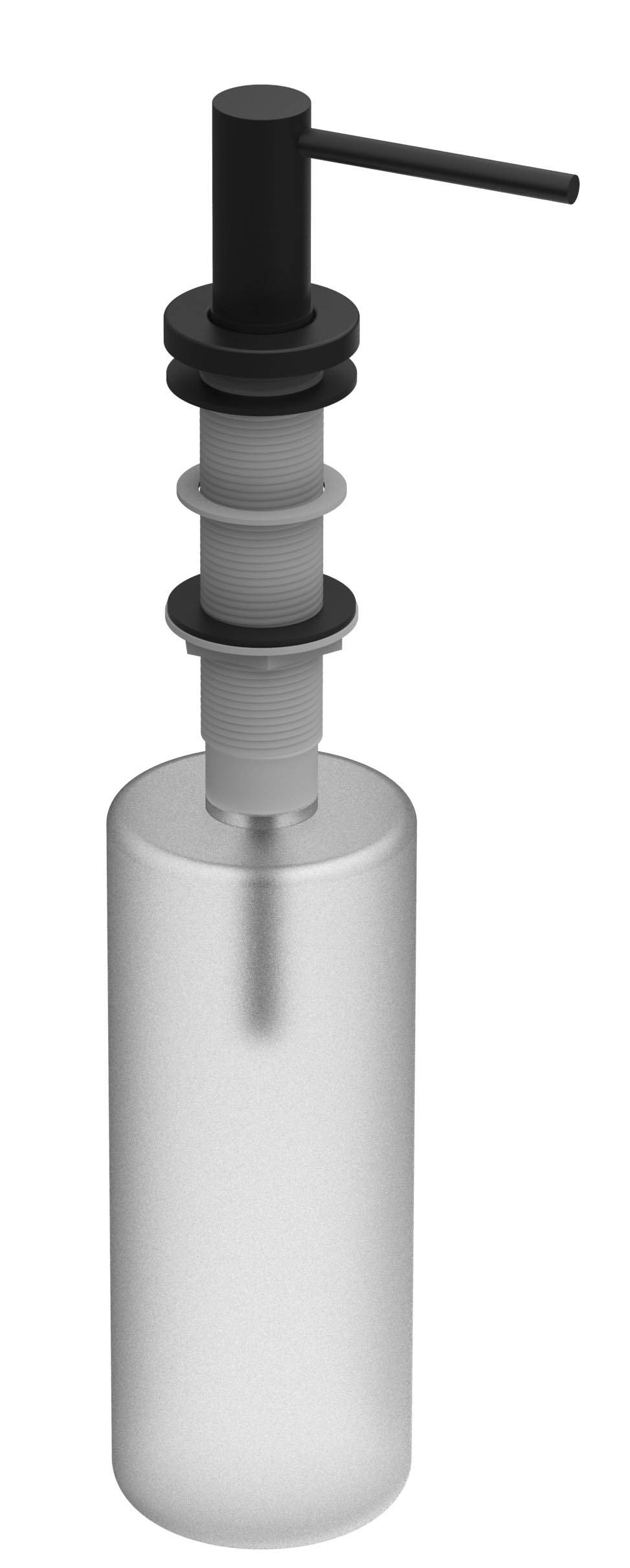 Edelstahl Seifenspender Rund, Schwarz Matt, von oben Befullbar