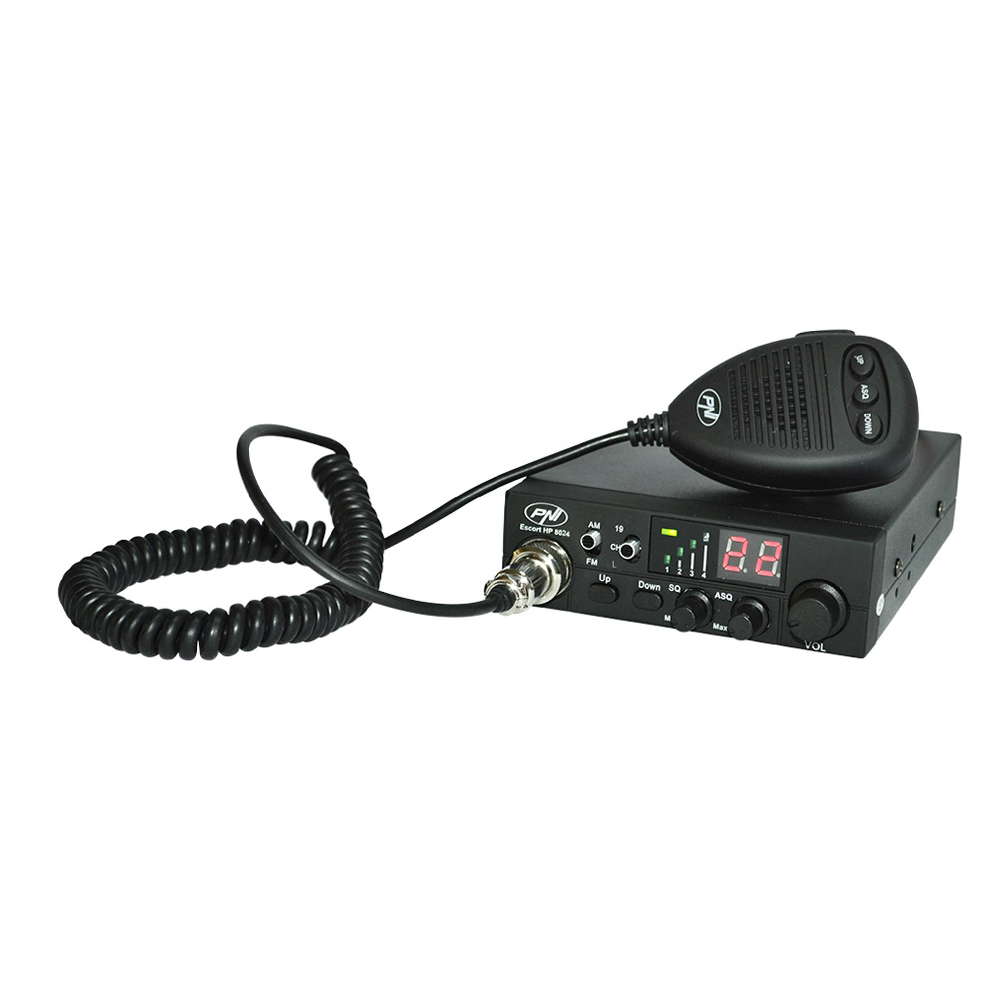 CB PNI Radiosender HP 8024 Escort mit einstellbarem ASQ und Netzteil 12V-24V