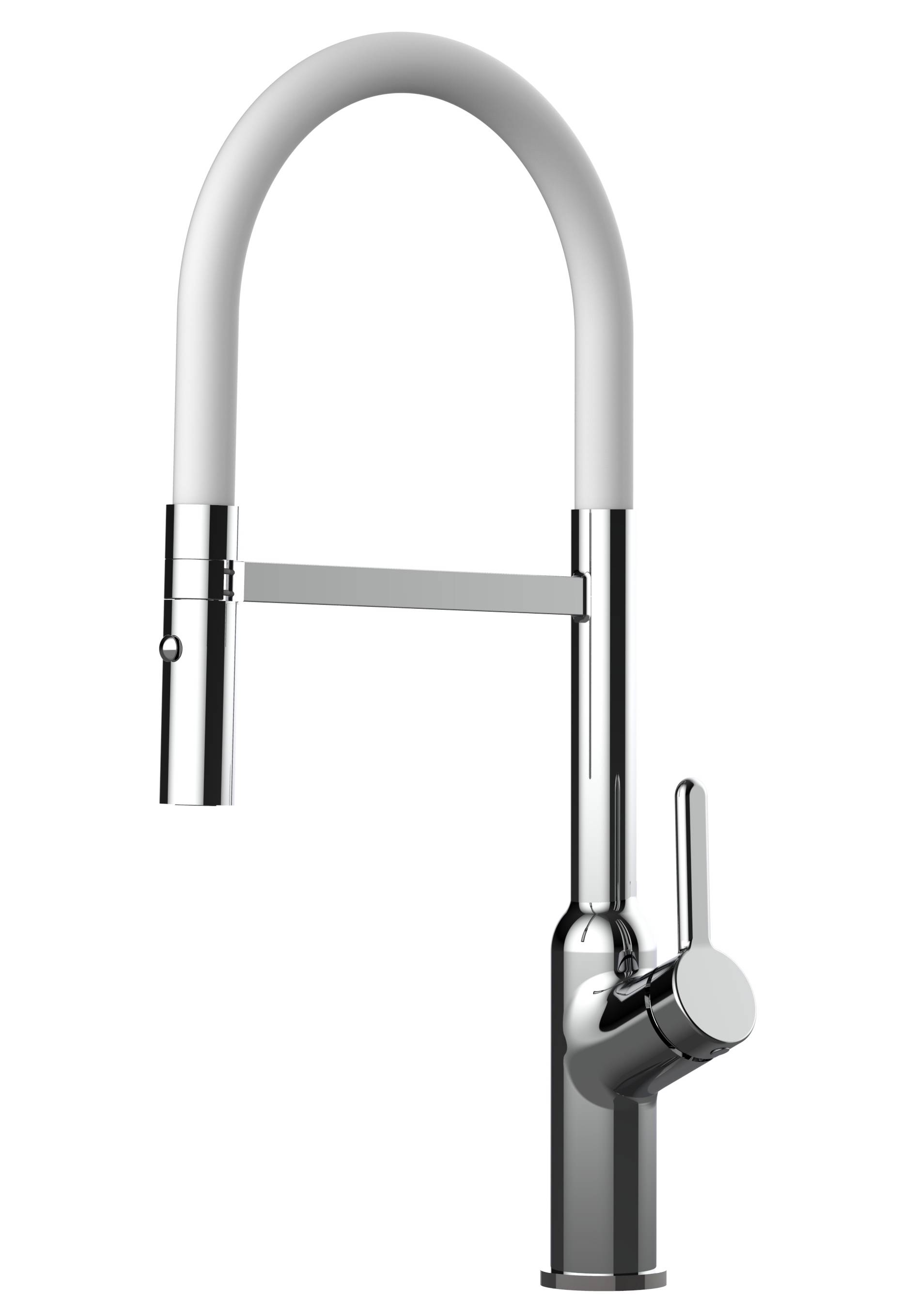Wasserhahn Küche Spültischarmatur chrom Küchenarmatur mit weiss 360° schwenkbarem Auslauf und abnehmbare 2 strahl Handbrause - BOD Design