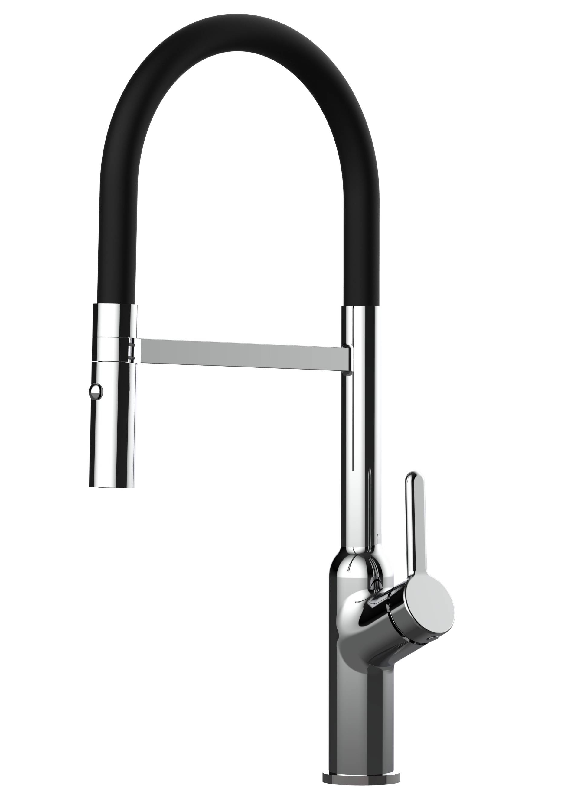 Wasserhahn Küche Spültischarmatur chrom Küchenarmatur mit Schwarz 360° schwenkbarem Auslauf und abnehmbare 2 strahl Handbrause - BOD Design