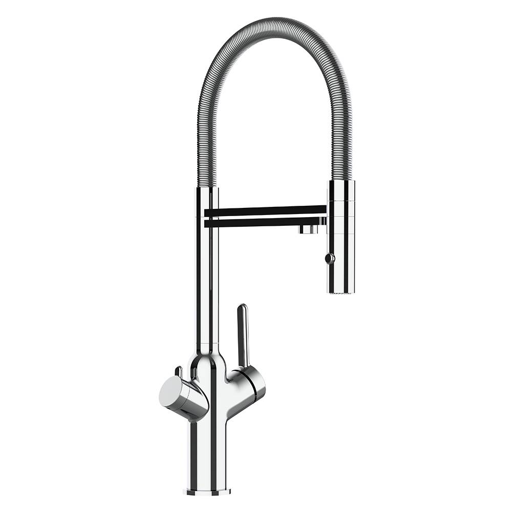 3 Wege Wasserhahn Küche Spültischarmatur chrom Küchenarmatur mit 360° schwenkbarem Auslauf und abnehmbare 2 strahl Handbrause - BOD Design