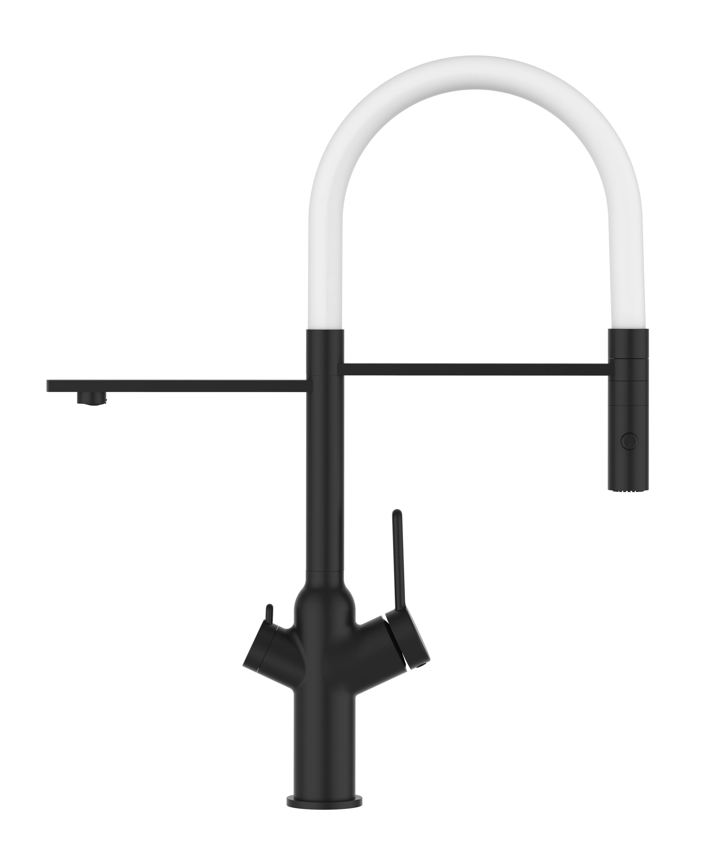 3 Wege Wasserhahn Küche Spültischarmatur chrom schwarz matt Küchenarmatur mit weiss 360° schwenkbarem Auslauf und abnehmbare 2 strahl Handbrause