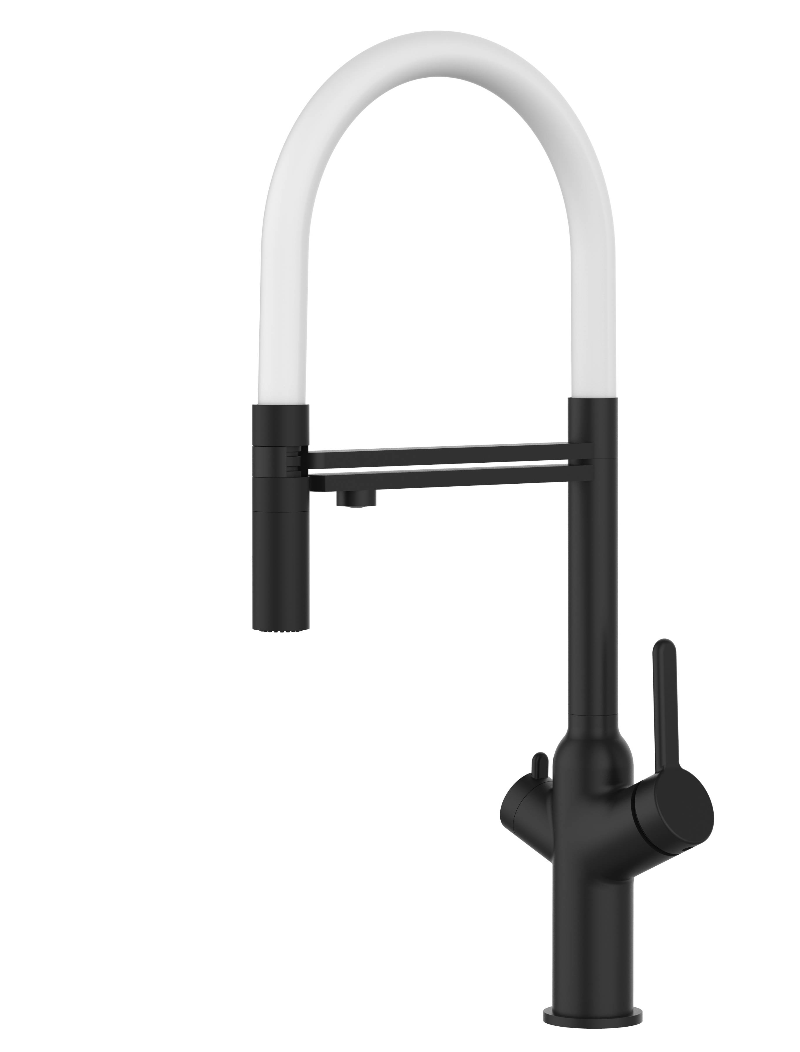 3 Wege Wasserhahn Küche Spültischarmatur chrom schwarz matt Küchenarmatur mit weiss 360° schwenkbarem Auslauf und abnehmbare 2 strahl Handbrause