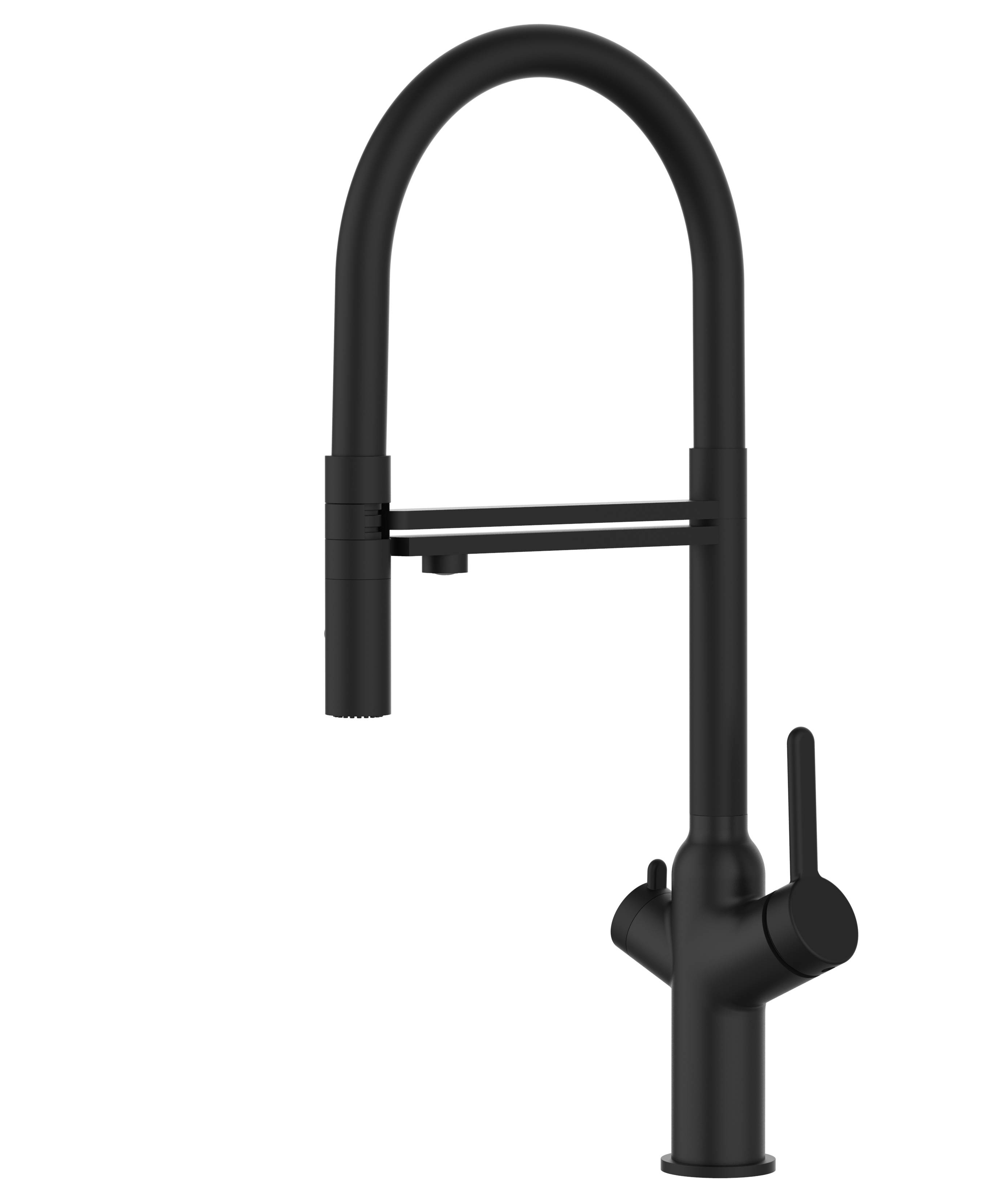 3 Wege Wasserhahn Küche Spültischarmatur chrom schwarz matt Küchenarmatur mit Schwarz 360° schwenkbarem Auslauf und abnehmbare 2 strahl Handbrause