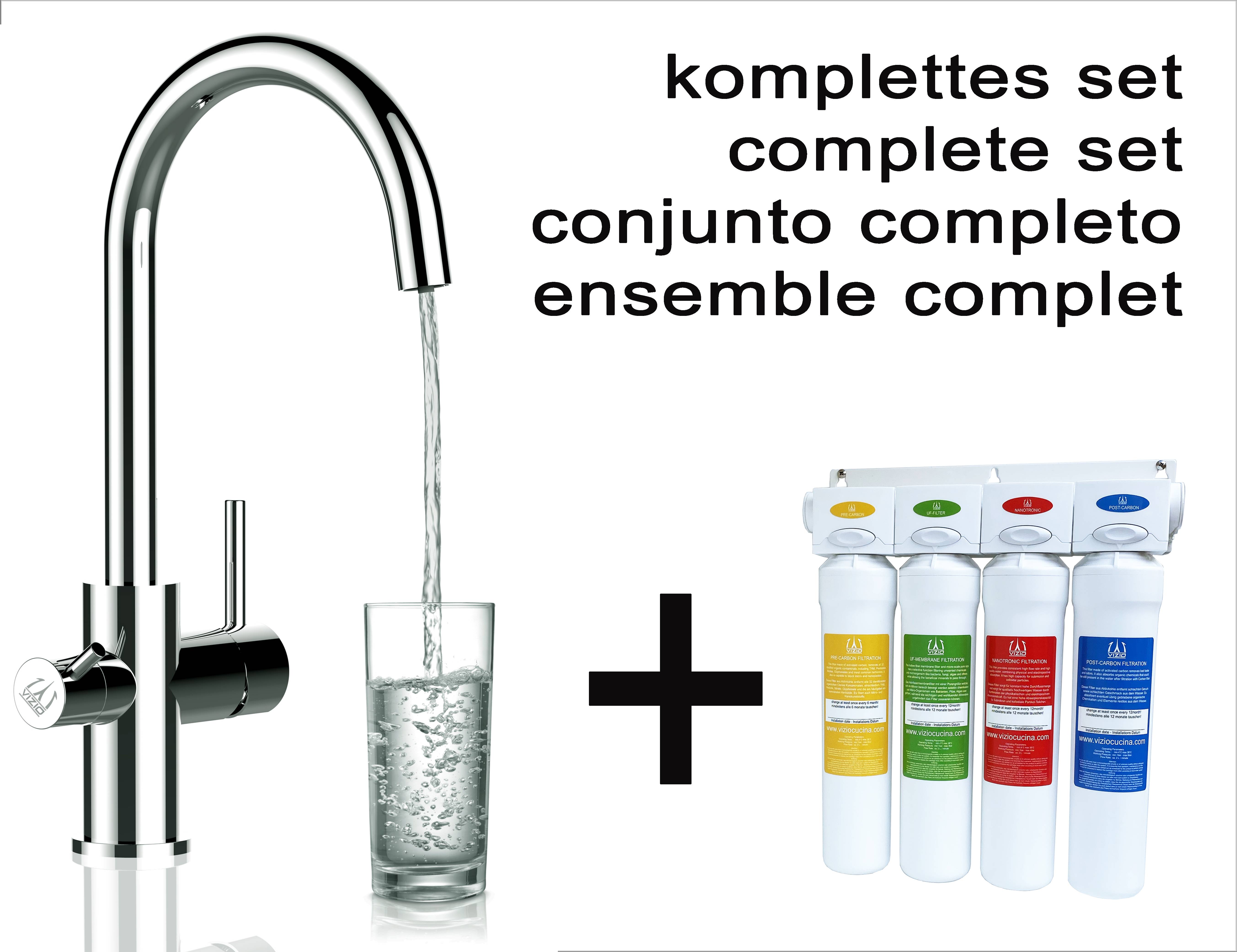 Vollstandiges 4 Stadien mechanisches Filtersystem - fuer ein Jahr sauberes Trinkwasser + 3 wege  Küchenarmatur mit U 360° schwenkbarem Auslauf