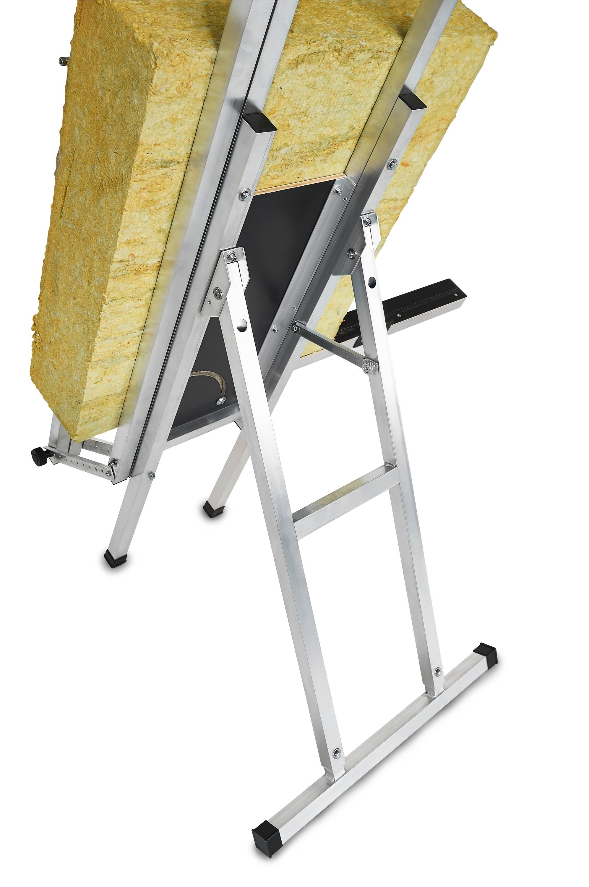 Dämmstoffschneider ISO-BASIC 400 mit Standfuß » Auflage einseitig » schneidet Glas-, Stein- und Mineralwolle